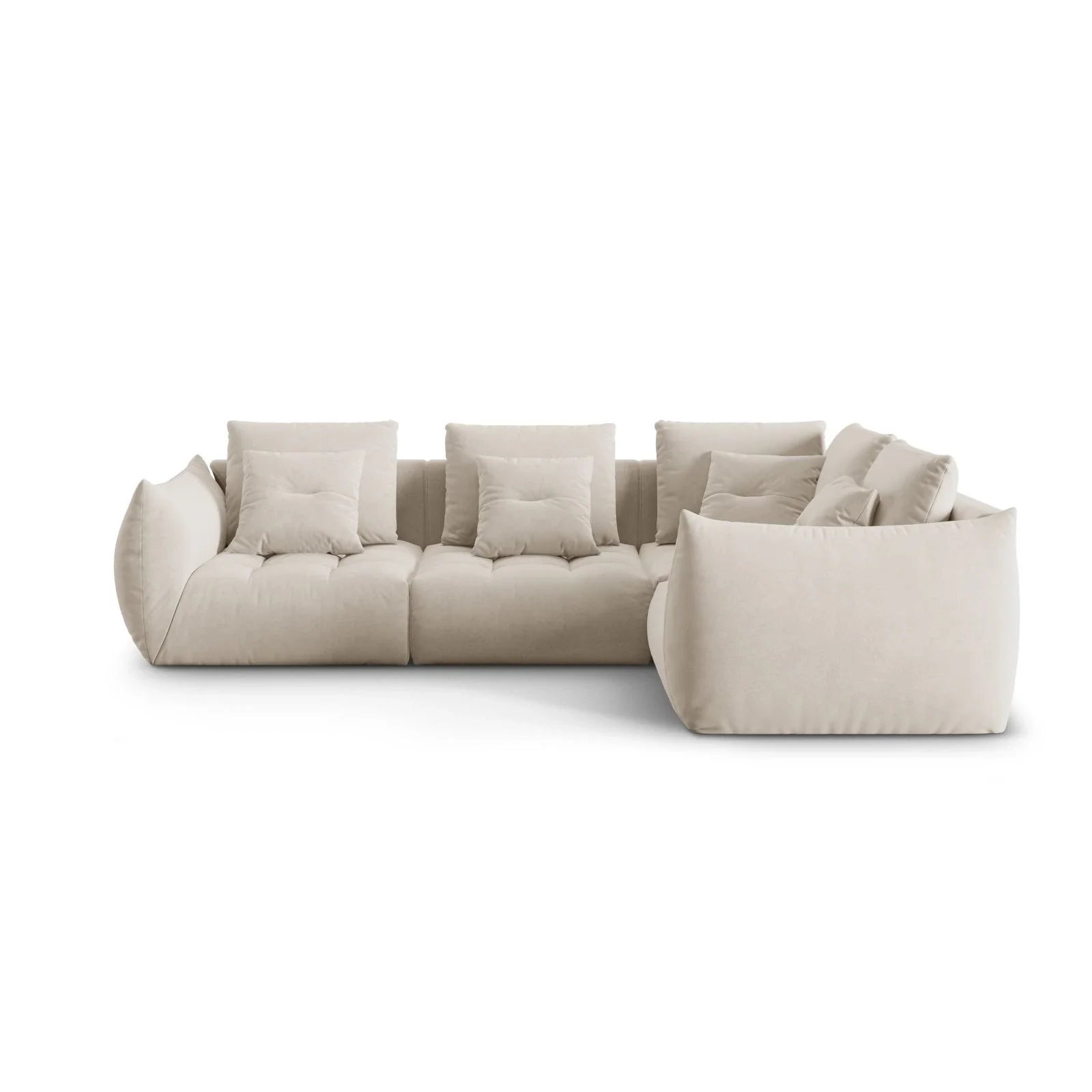 Bloom modulares 4-Sitzer Sofa mit Eckmodul Rechts, mit Bezug aus Samt oder Strukturstoff, 316x216 cm