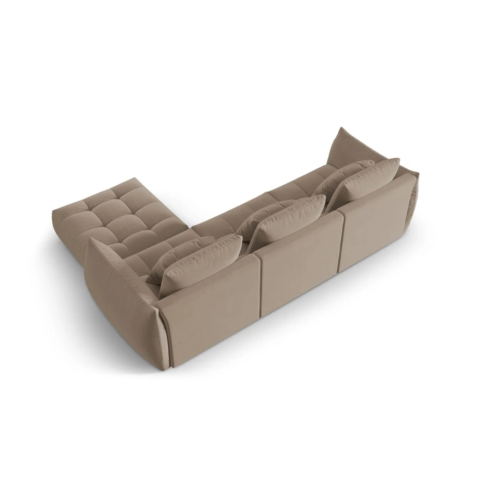 Bloom modulares 4-Sitzer Sofa mit Poufmodul, mit Bezug aus Samt oder Strukturstoff, 332x216 cm - Image 13