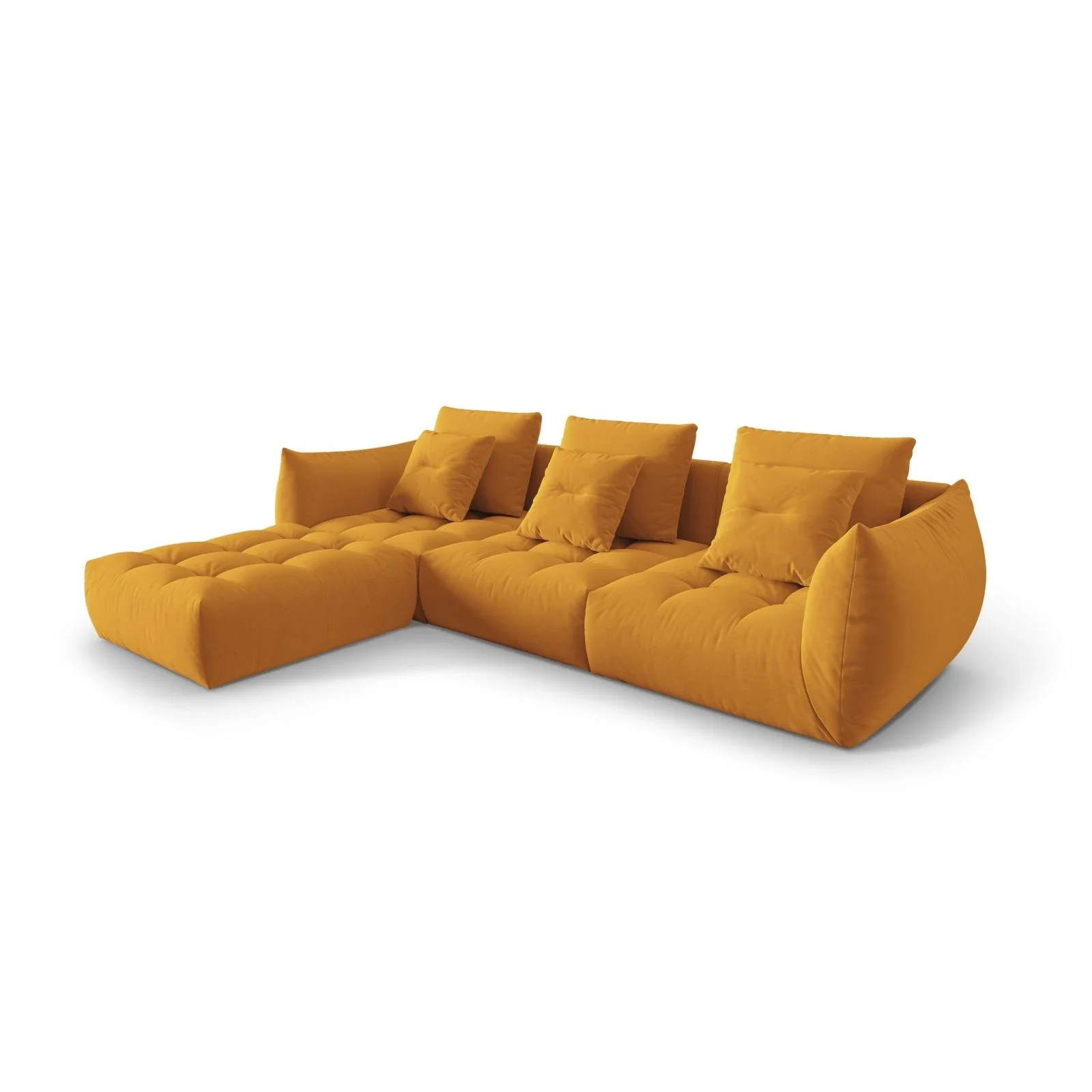 Bloom modulares 4-Sitzer Sofa mit Poufmodul, mit Bezug aus Samt oder Strukturstoff, 332x216 cm - Image 17