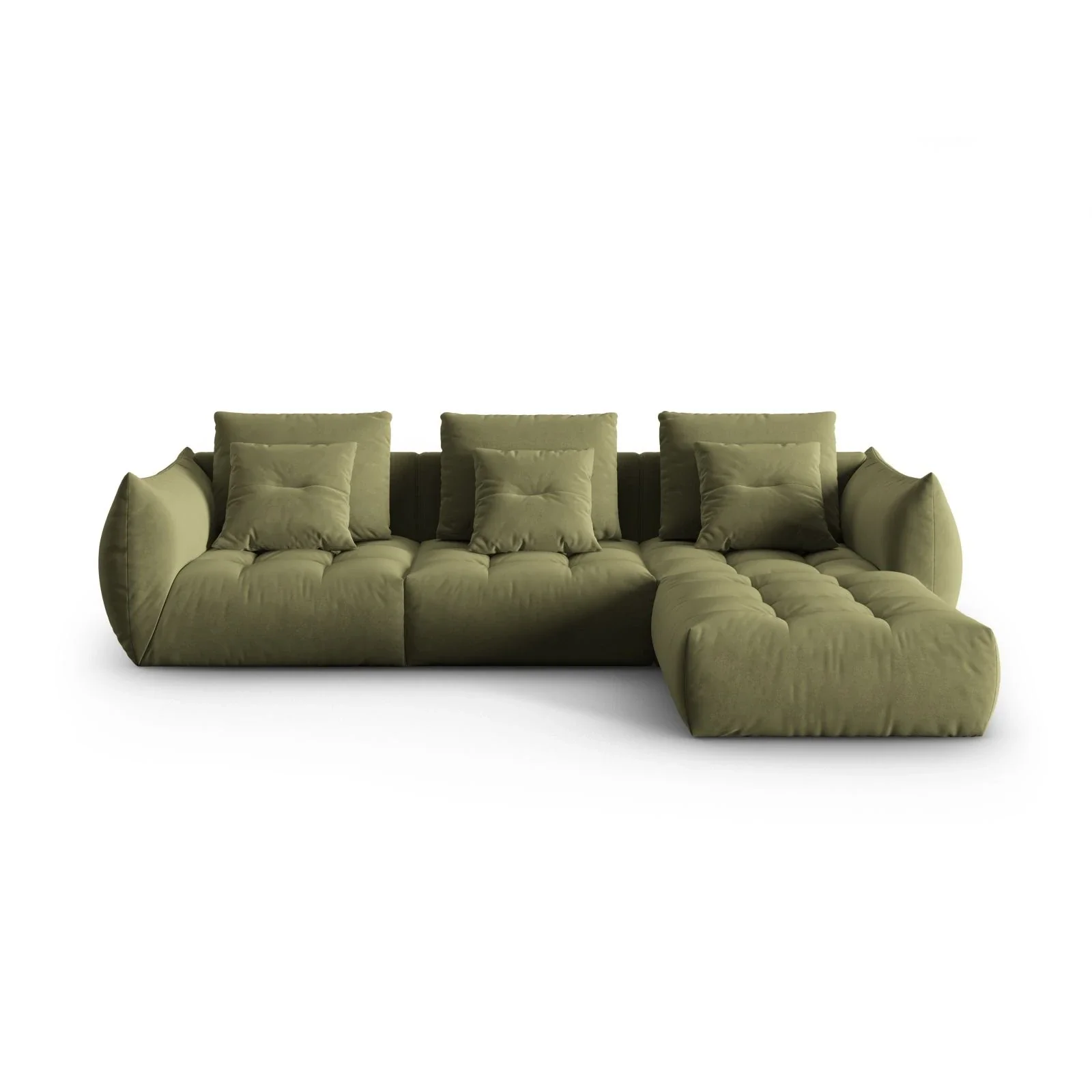 Bloom modulares 4-Sitzer Sofa mit Poufmodul, mit Bezug aus Samt oder Strukturstoff, 332x216 cm - Image 21
