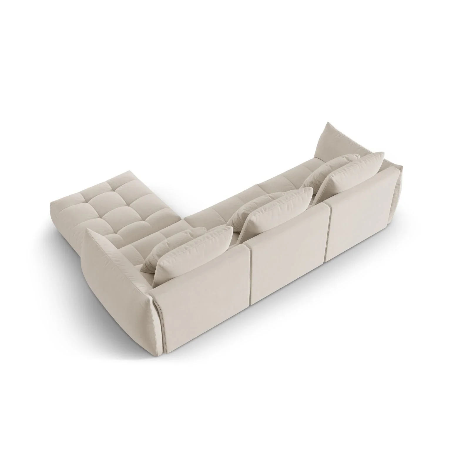 Bloom modulares 4-Sitzer Sofa mit Poufmodul, mit Bezug aus Samt oder Strukturstoff, 332x216 cm - Image 3