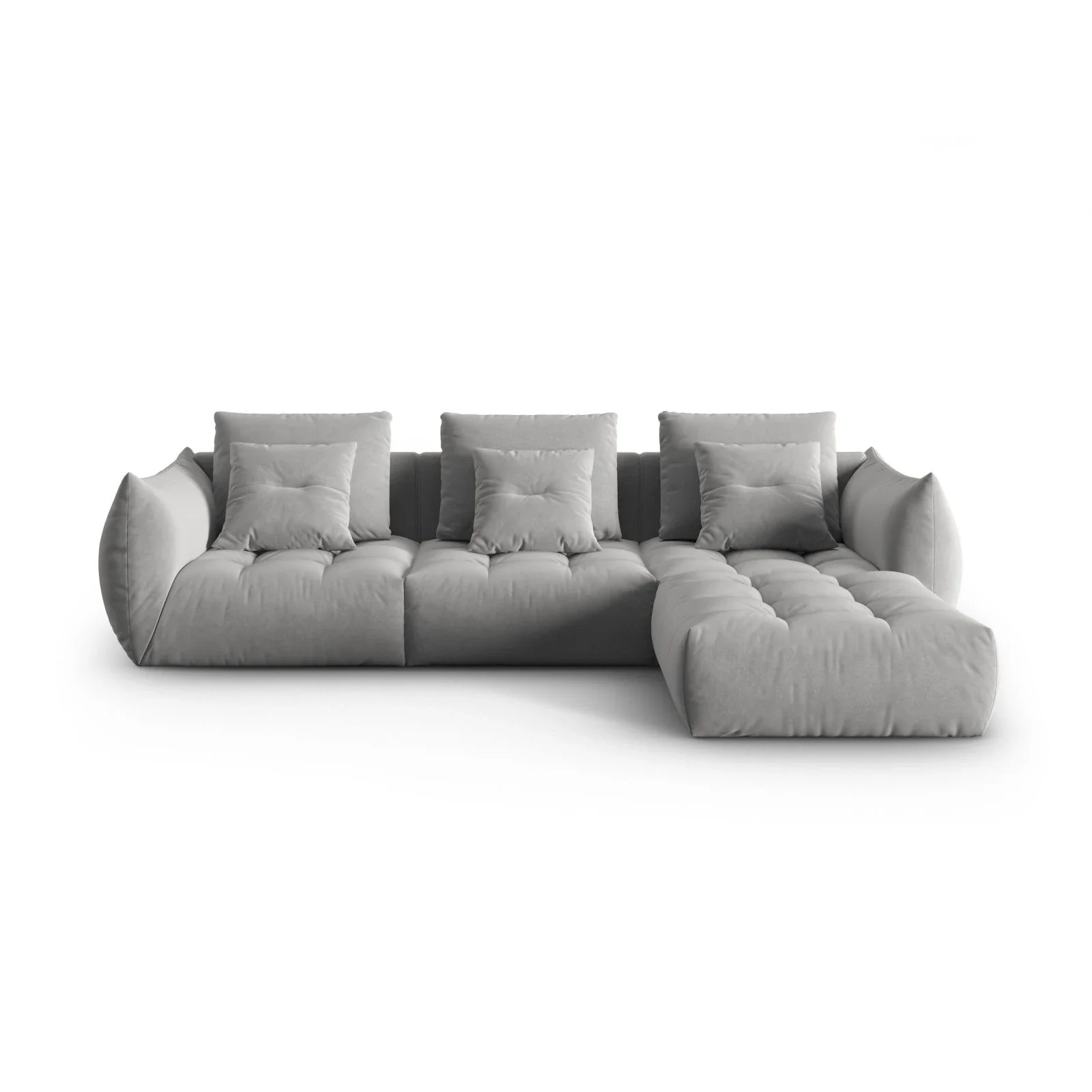 Bloom modulares 4-Sitzer Sofa mit Poufmodul, mit Bezug aus Samt oder Strukturstoff, 332x216 cm - Image 31