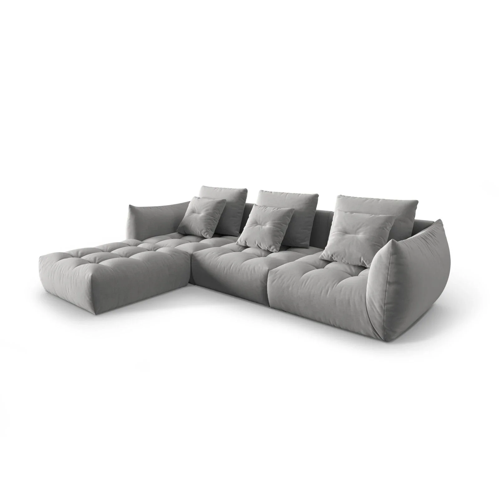 Bloom modulares 4-Sitzer Sofa mit Poufmodul, mit Bezug aus Samt oder Strukturstoff, 332x216 cm - Image 32