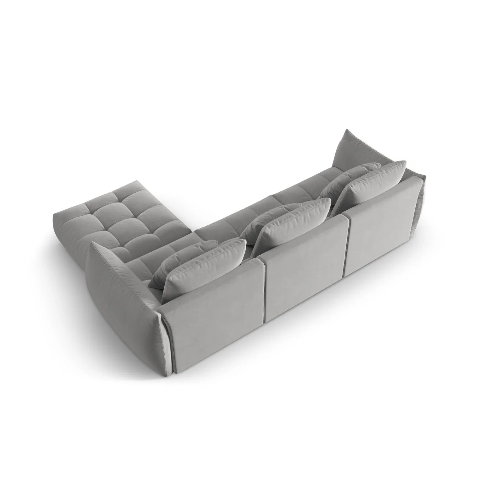 Bloom modulares 4-Sitzer Sofa mit Poufmodul, mit Bezug aus Samt oder Strukturstoff, 332x216 cm - Image 33