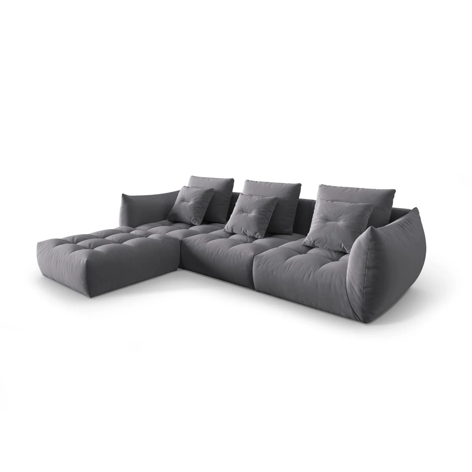 Bloom modulares 4-Sitzer Sofa mit Poufmodul, mit Bezug aus Samt oder Strukturstoff, 332x216 cm - Image 37