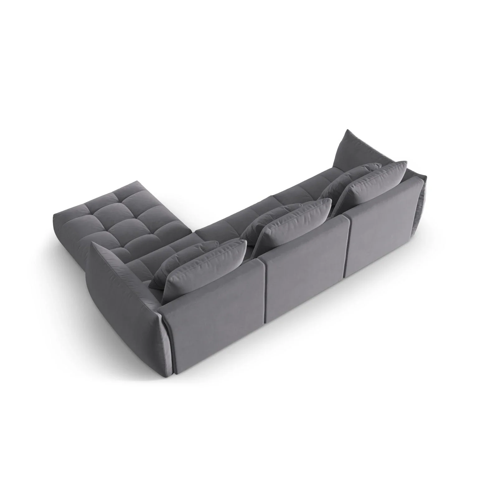 Bloom modulares 4-Sitzer Sofa mit Poufmodul, mit Bezug aus Samt oder Strukturstoff, 332x216 cm - Image 38