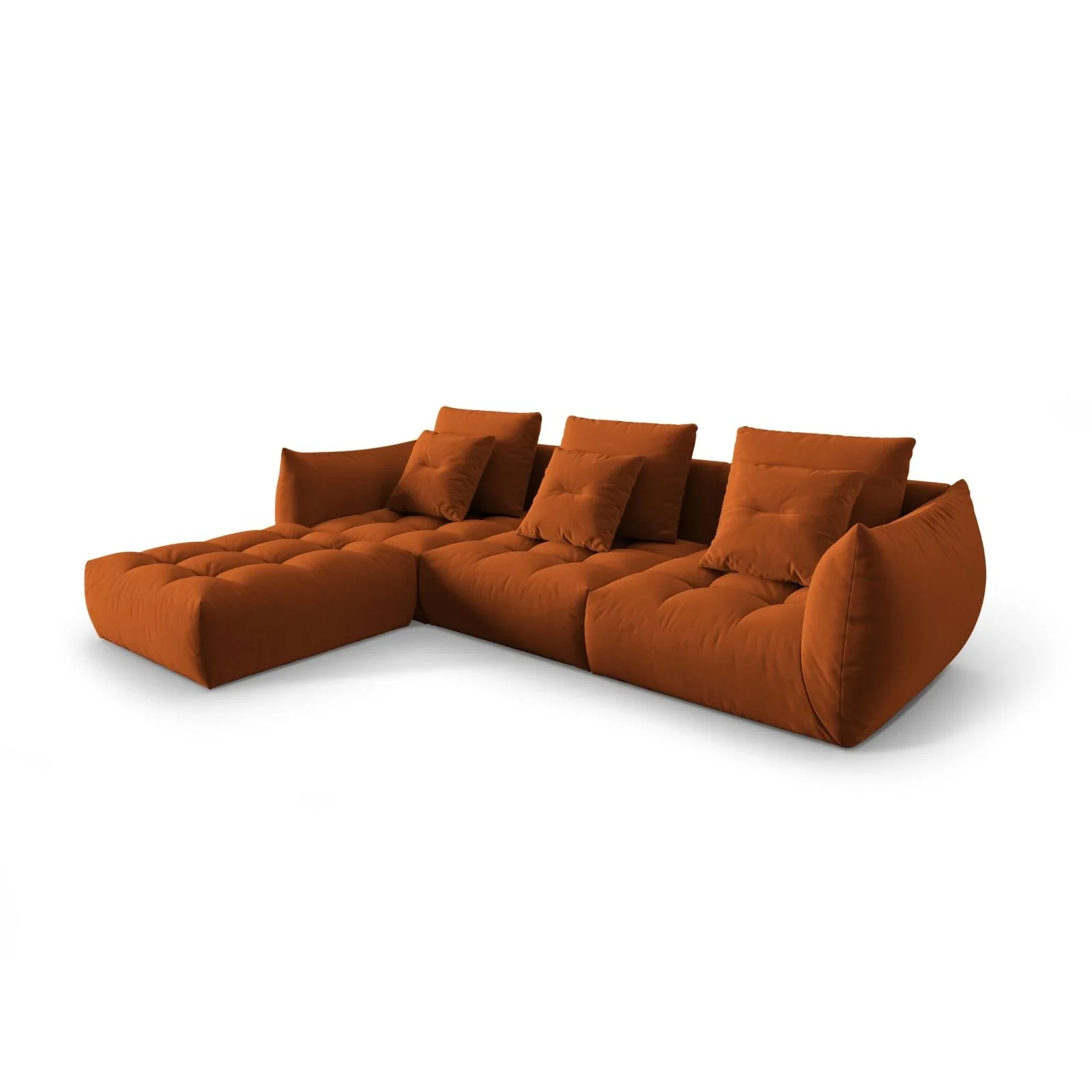 Bloom modulares 4-Sitzer Sofa mit Poufmodul, mit Bezug aus Samt oder Strukturstoff, 332x216 cm - Image 42