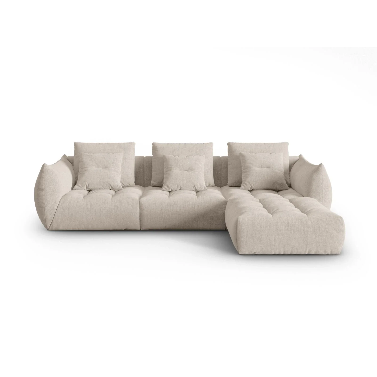 Bloom modulares 4-Sitzer Sofa mit Poufmodul, mit Bezug aus Samt oder Strukturstoff, 332x216 cm - Image 46