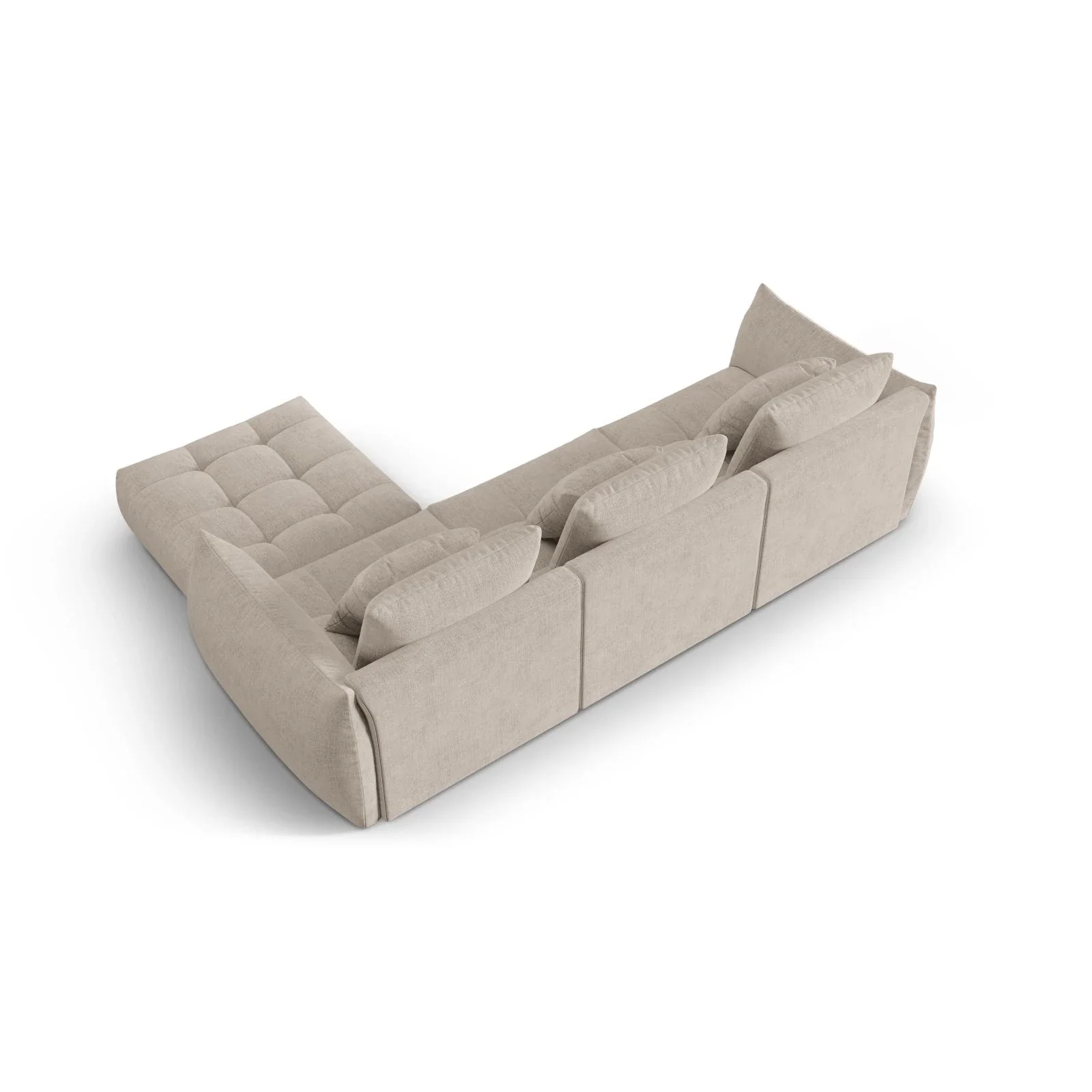 Bloom modulares 4-Sitzer Sofa mit Poufmodul, mit Bezug aus Samt oder Strukturstoff, 332x216 cm - Image 48