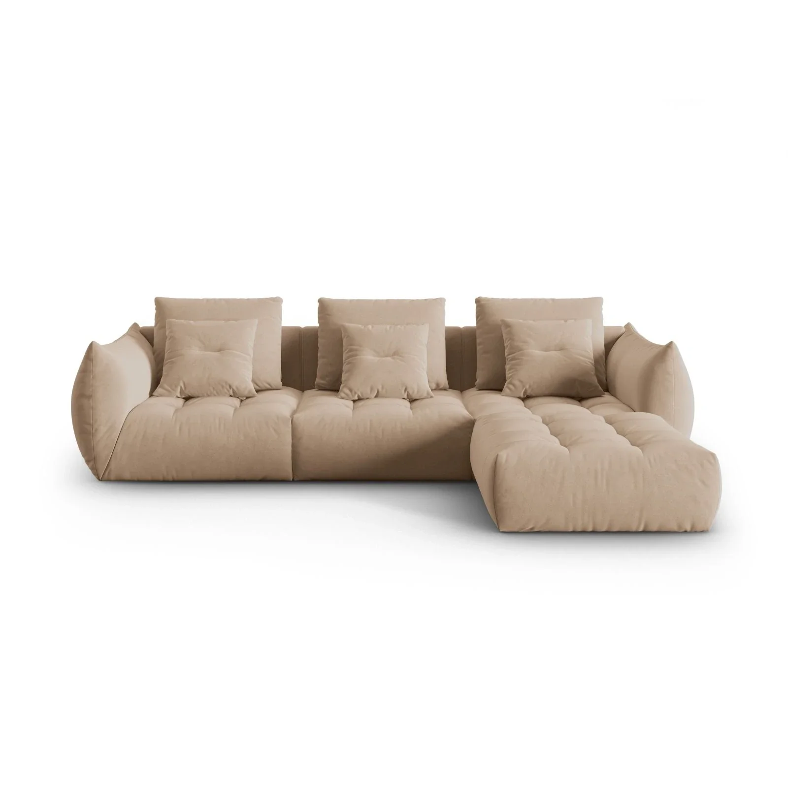 Bloom modulares 4-Sitzer Sofa mit Poufmodul, mit Bezug aus Samt oder Strukturstoff, 332x216 cm - Image 6