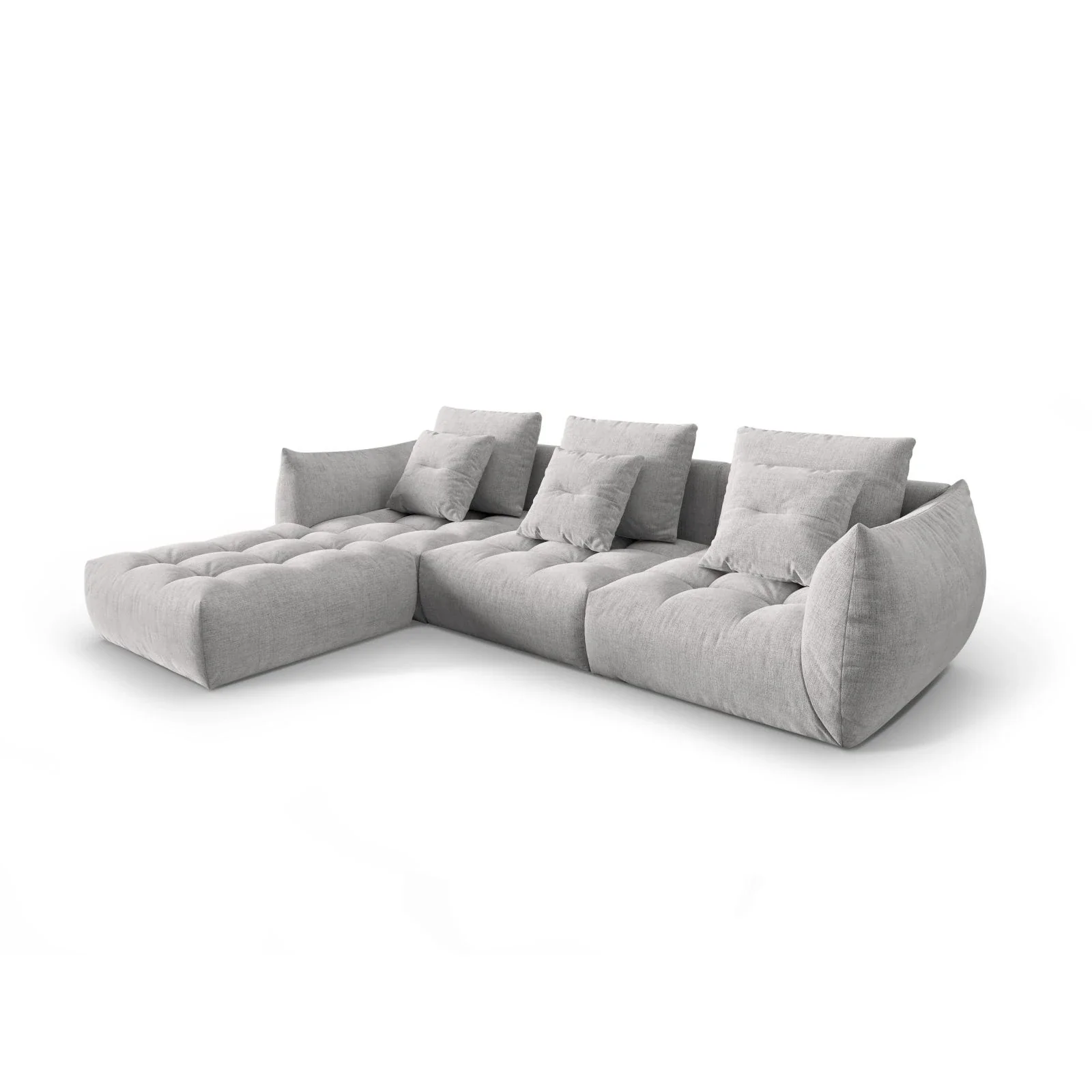 Bloom modulares 4-Sitzer Sofa mit Poufmodul, mit Bezug aus Samt oder Strukturstoff, 332x216 cm - Image 67