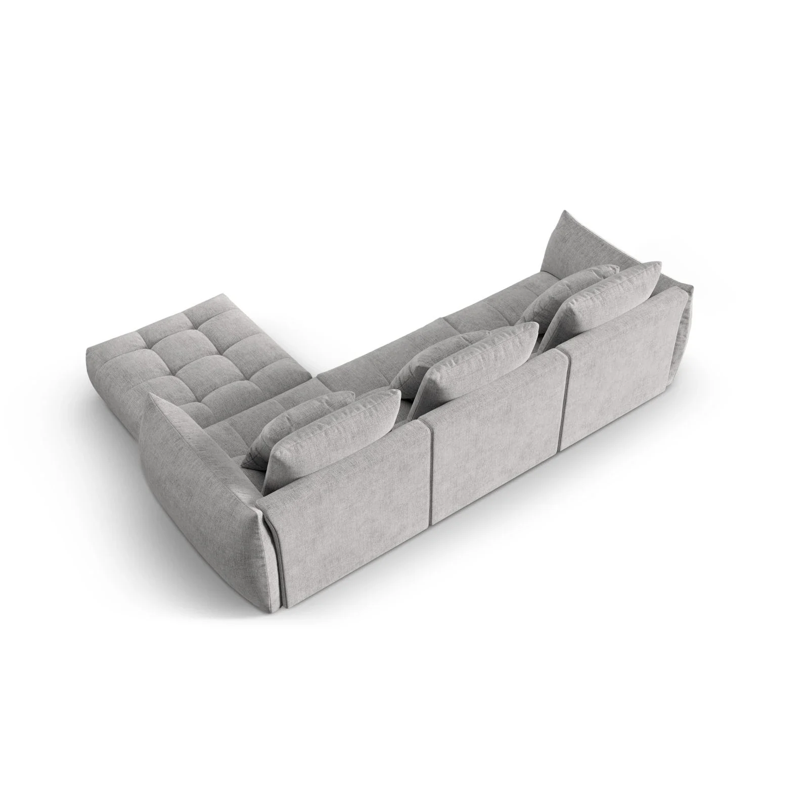 Bloom modulares 4-Sitzer Sofa mit Poufmodul, mit Bezug aus Samt oder Strukturstoff, 332x216 cm - Image 68