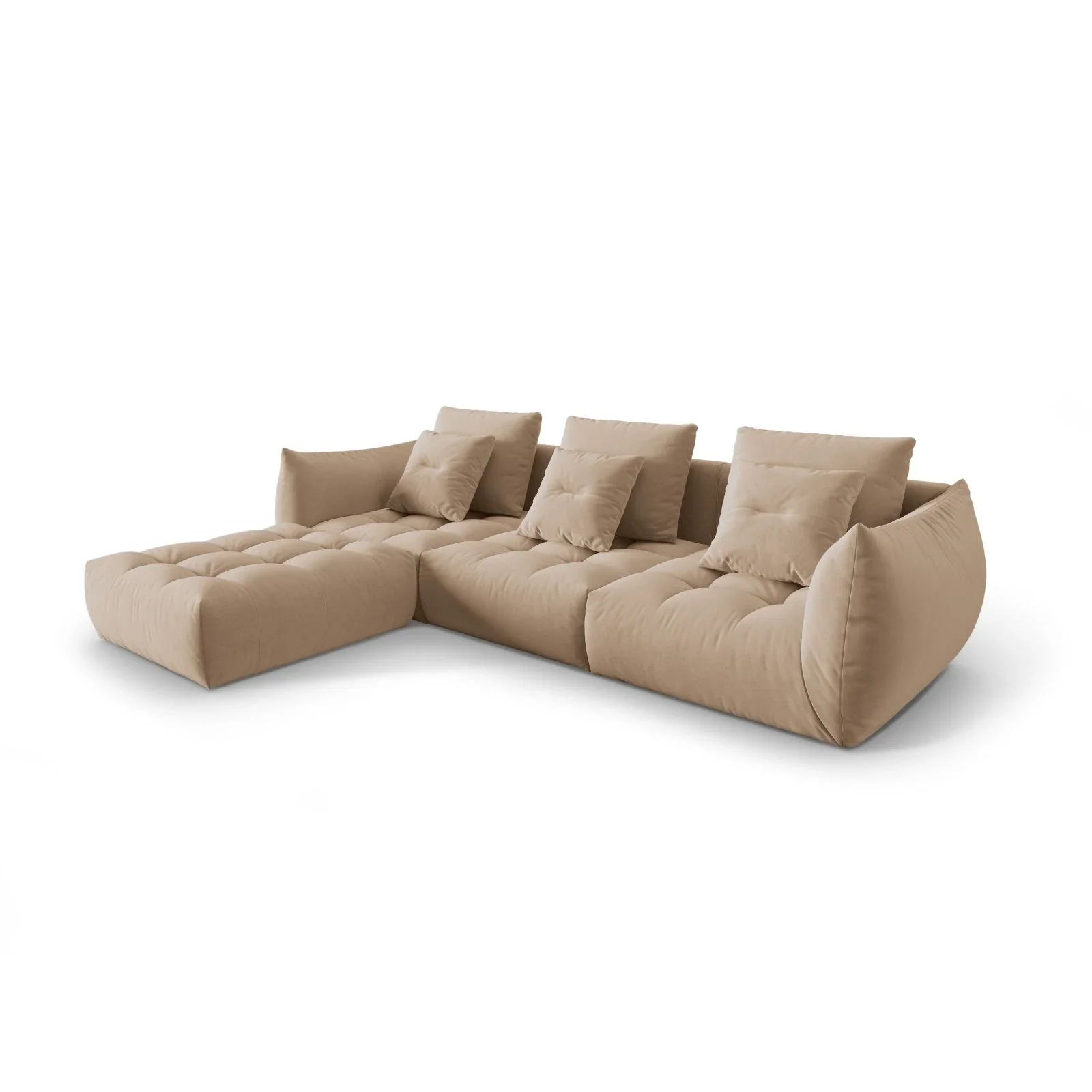 Bloom modulares 4-Sitzer Sofa mit Poufmodul, mit Bezug aus Samt oder Strukturstoff, 332x216 cm - Image 7