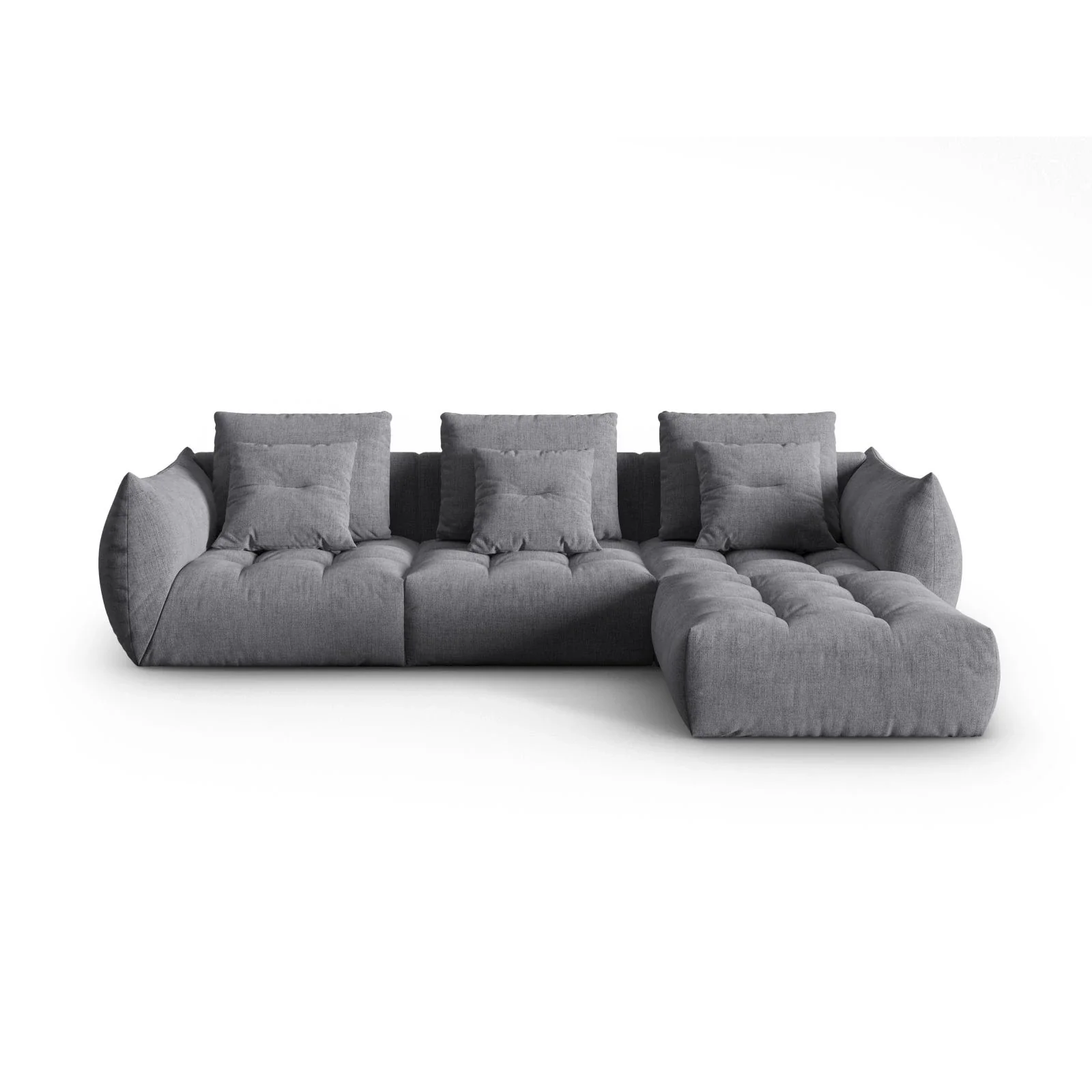 Bloom modulares 4-Sitzer Sofa mit Poufmodul, mit Bezug aus Samt oder Strukturstoff, 332x216 cm - Image 71