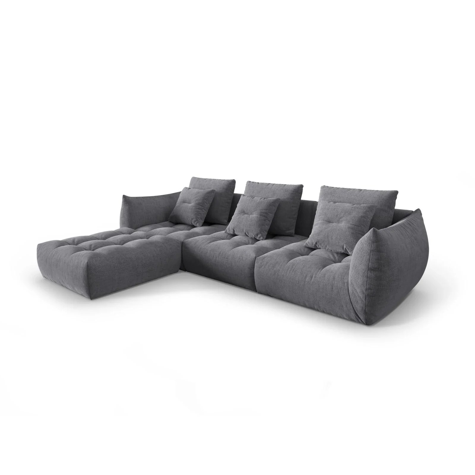 Bloom modulares 4-Sitzer Sofa mit Poufmodul, mit Bezug aus Samt oder Strukturstoff, 332x216 cm - Image 72