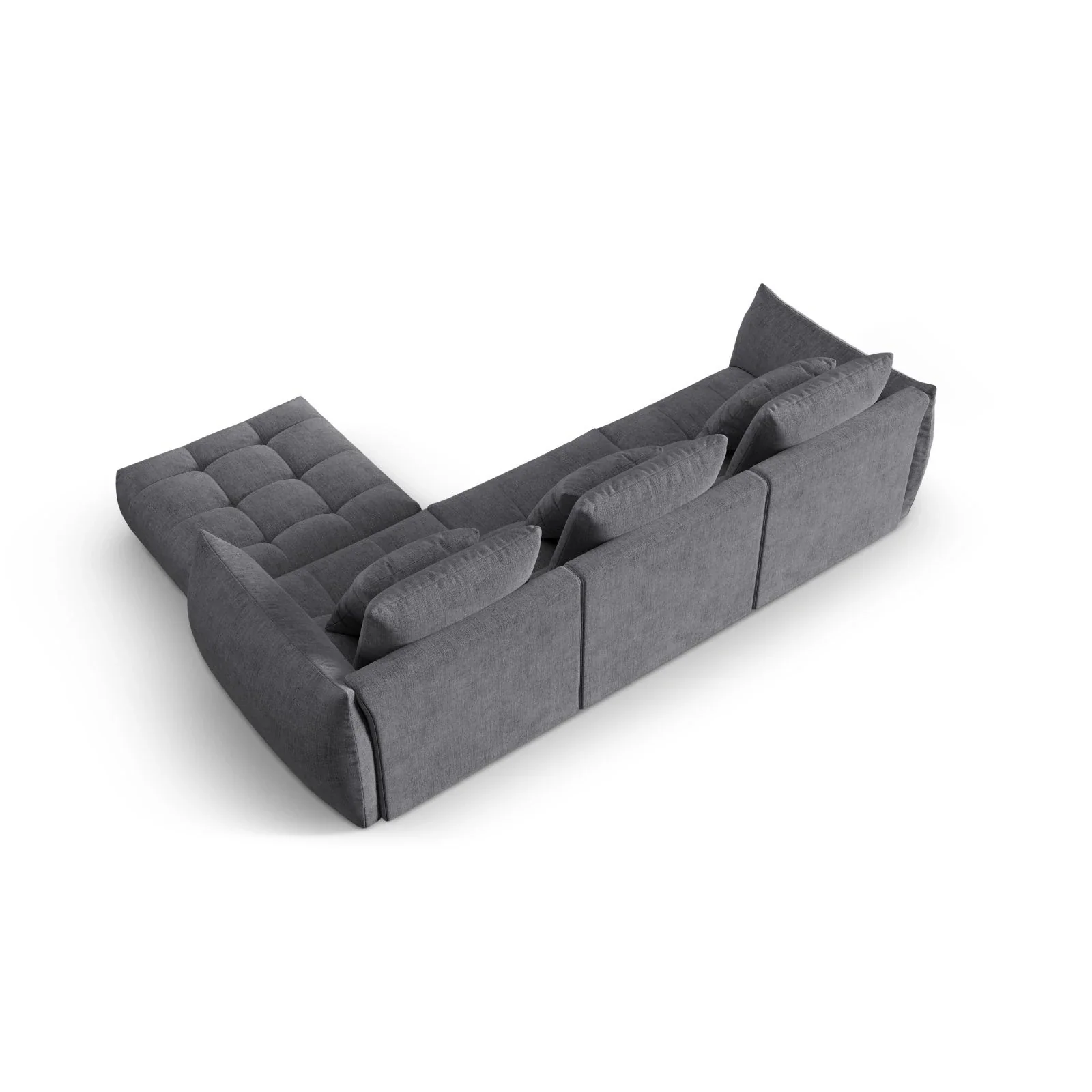 Bloom modulares 4-Sitzer Sofa mit Poufmodul, mit Bezug aus Samt oder Strukturstoff, 332x216 cm - Image 73