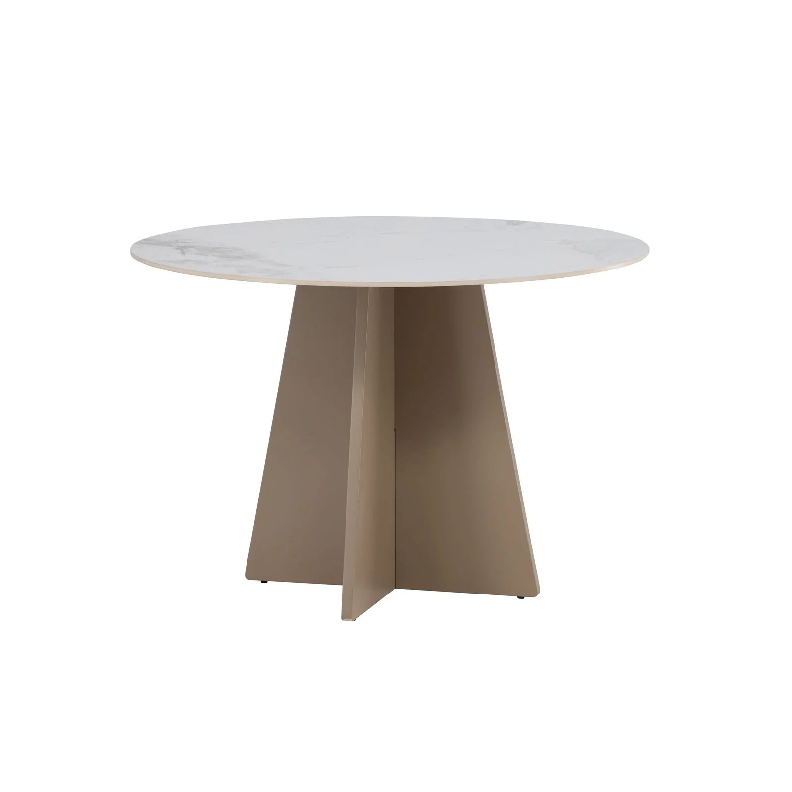 Bootcut Runder Esstisch MDF Beige / Sinterstone Marmoroptik 110x110x75 cm - Image 7