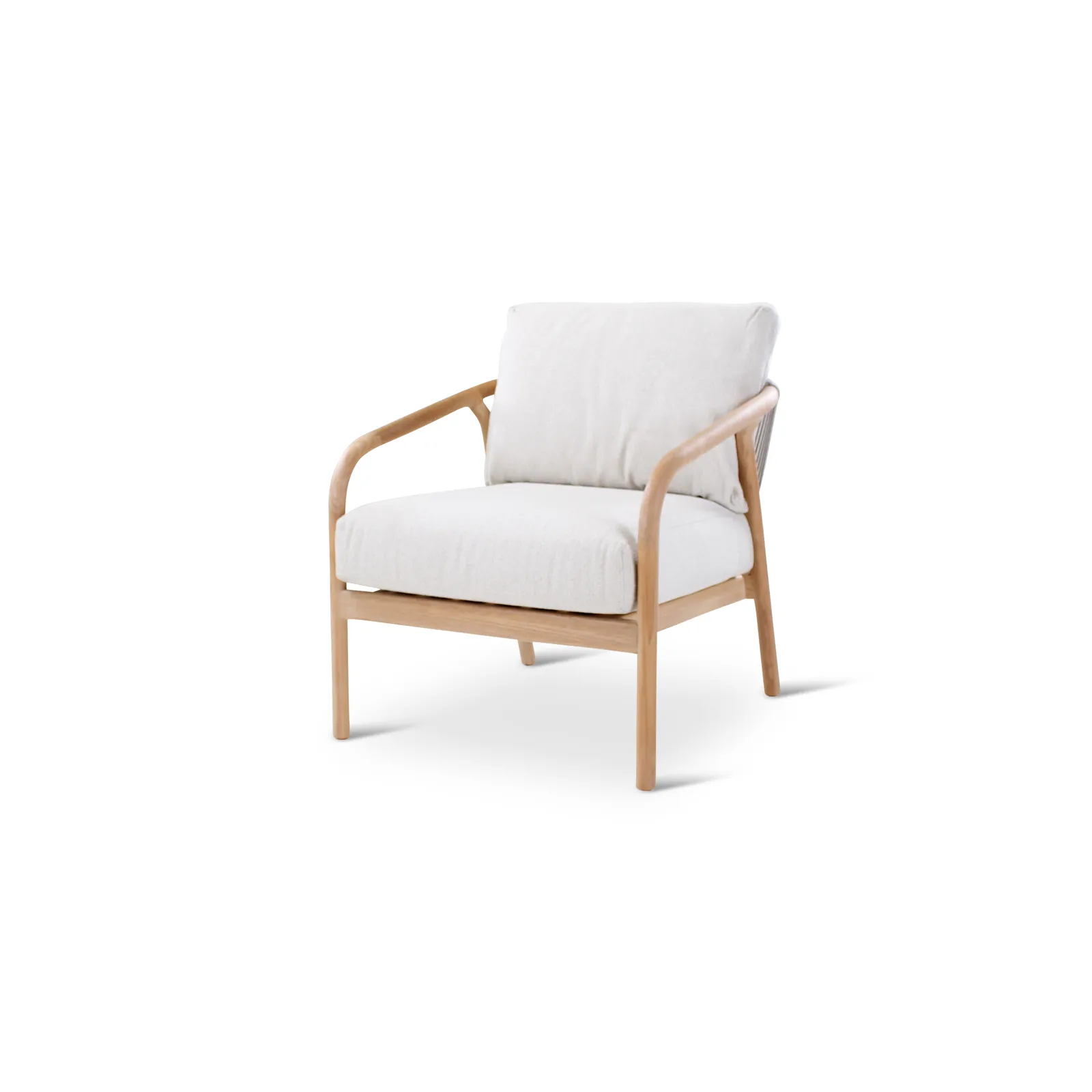 BORAS Garten Sessel aus Teak Natur und grauem Geflecht inkl. Kissen, 73×84×72 cm