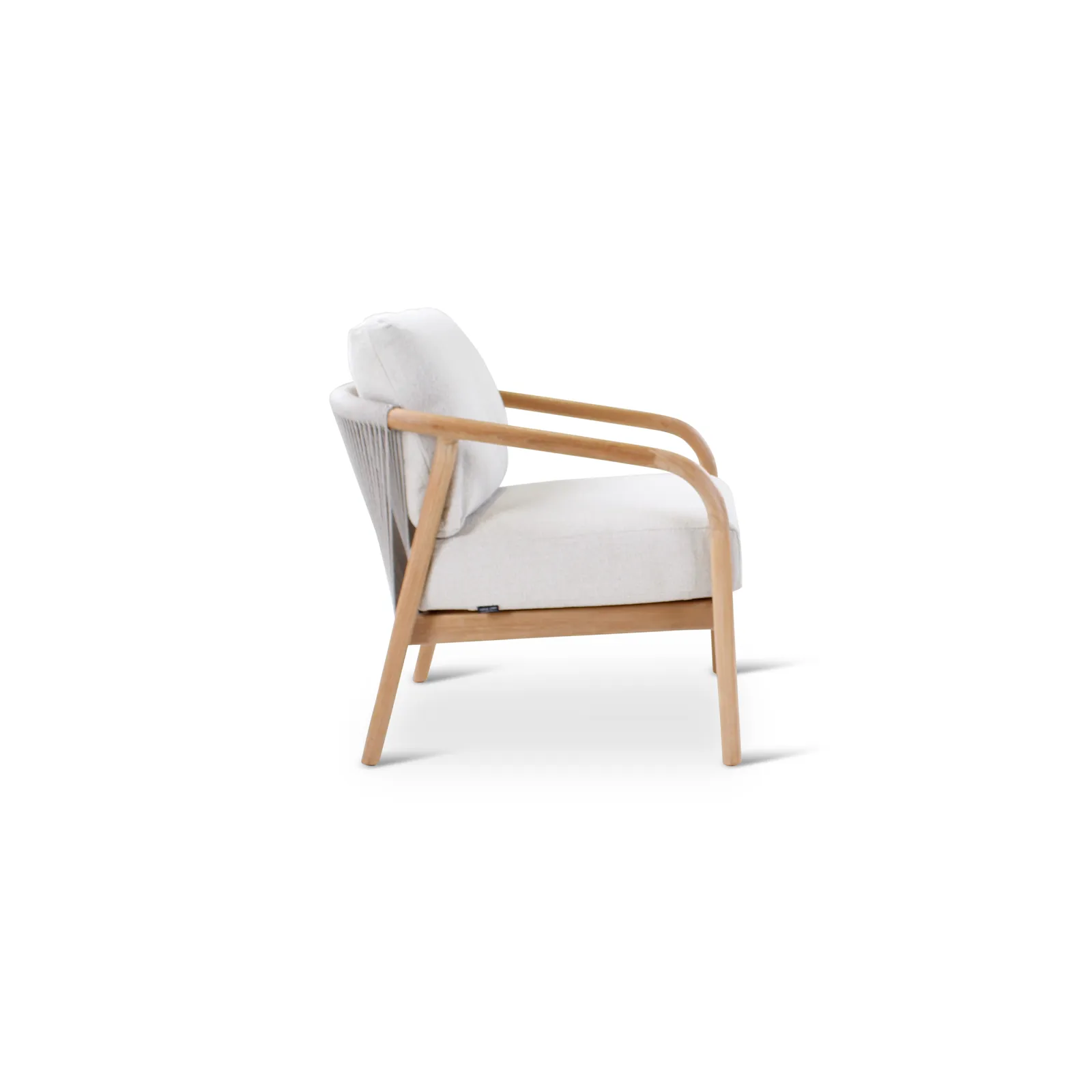 BORAS Garten Sessel aus Teak Natur und grauem Geflecht inkl. Kissen, 73×84×72 cm - Image 4