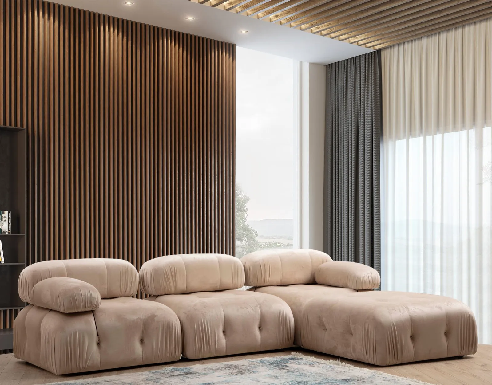 Bubble Ecksofa mit Pouf, 288x190 cm - Image 10