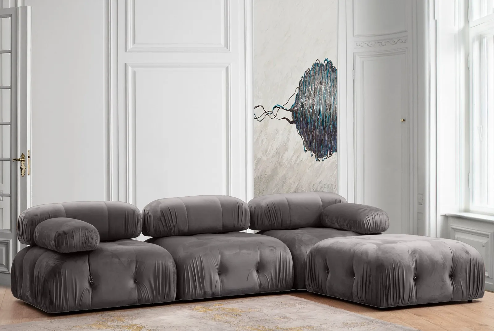 Bubble Ecksofa mit Pouf, 288x190 cm - Image 18