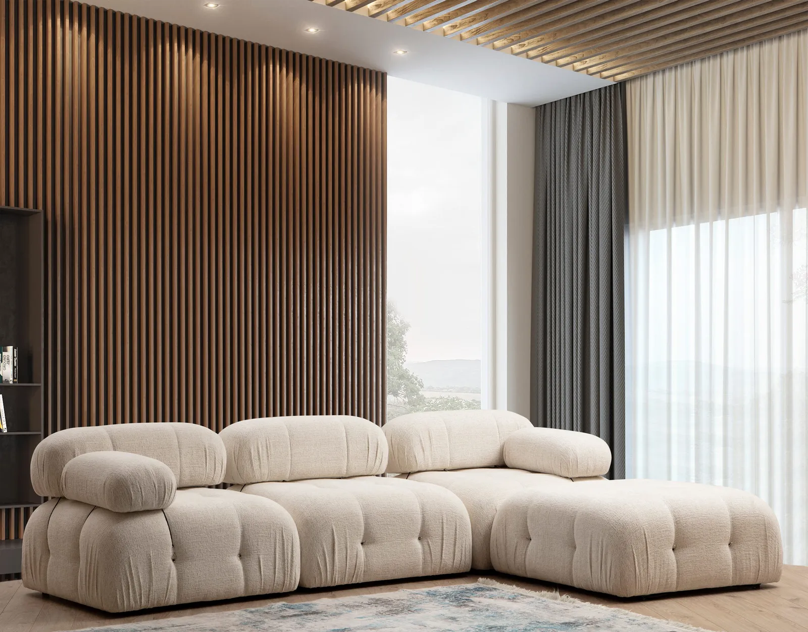 Bubble Ecksofa mit Pouf, 288x190 cm - Image 51