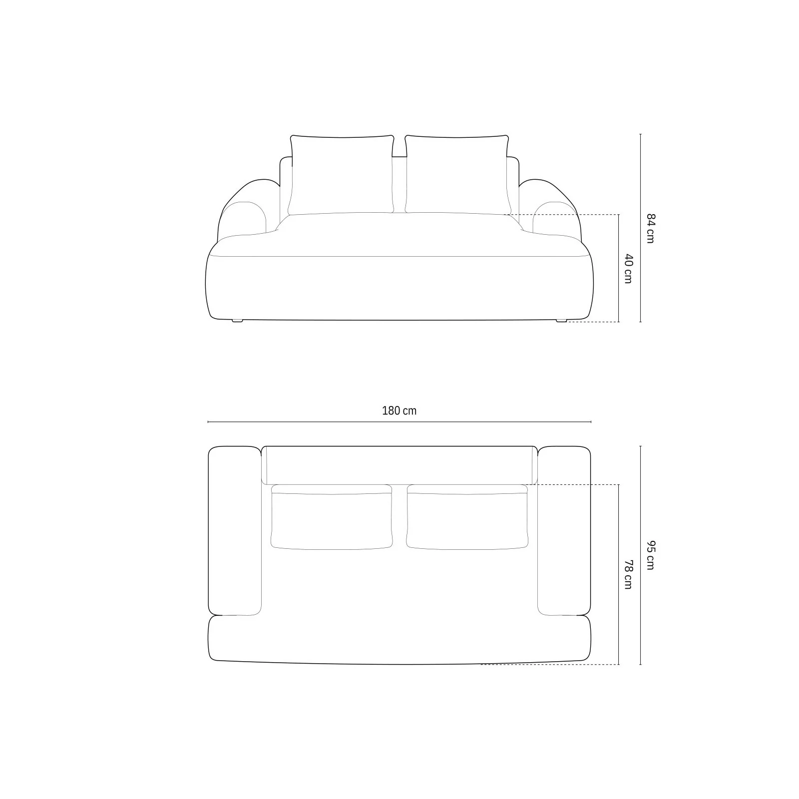 Calma 2-Sitzer Sofa aus Samt oder Strukturstoff, 175x100x84 cm - Image 17