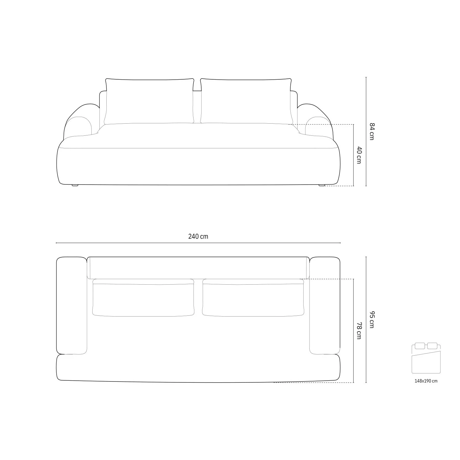 Calma 4-Sitzer Sofa mit Schlaffunktion und Stauraum, aus Samt oder Strukturstoff, 250x100x84 cm - Image 14