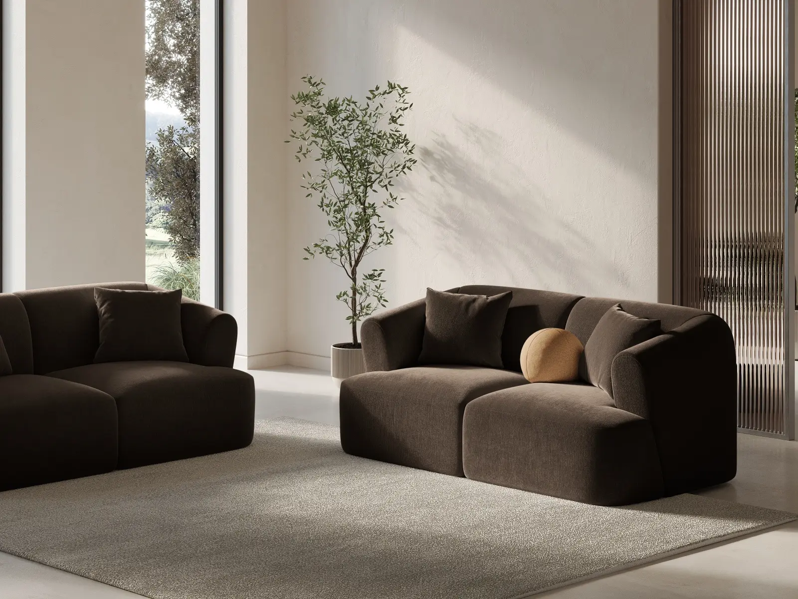 Campi 2-Sitzer Sofa aus Samt oder Strukturstoff, 180x90x70 cm - Image 16
