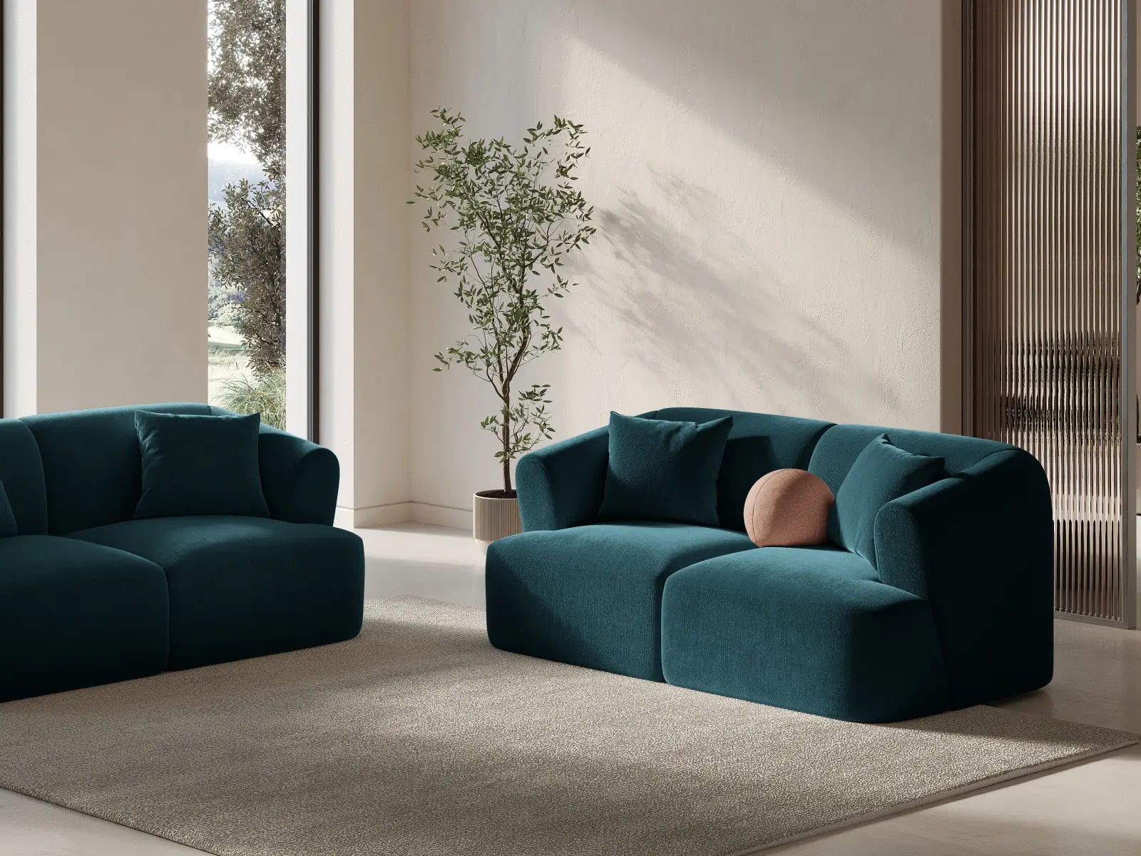 Campi 2-Sitzer Sofa aus Samt oder Strukturstoff, 180x90x70 cm - Image 30