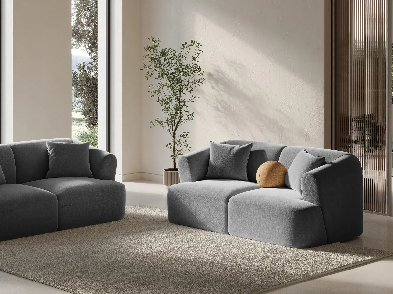 Campi 2-Sitzer Sofa aus Samt oder Strukturstoff, 180x90x70 cm - Image 37