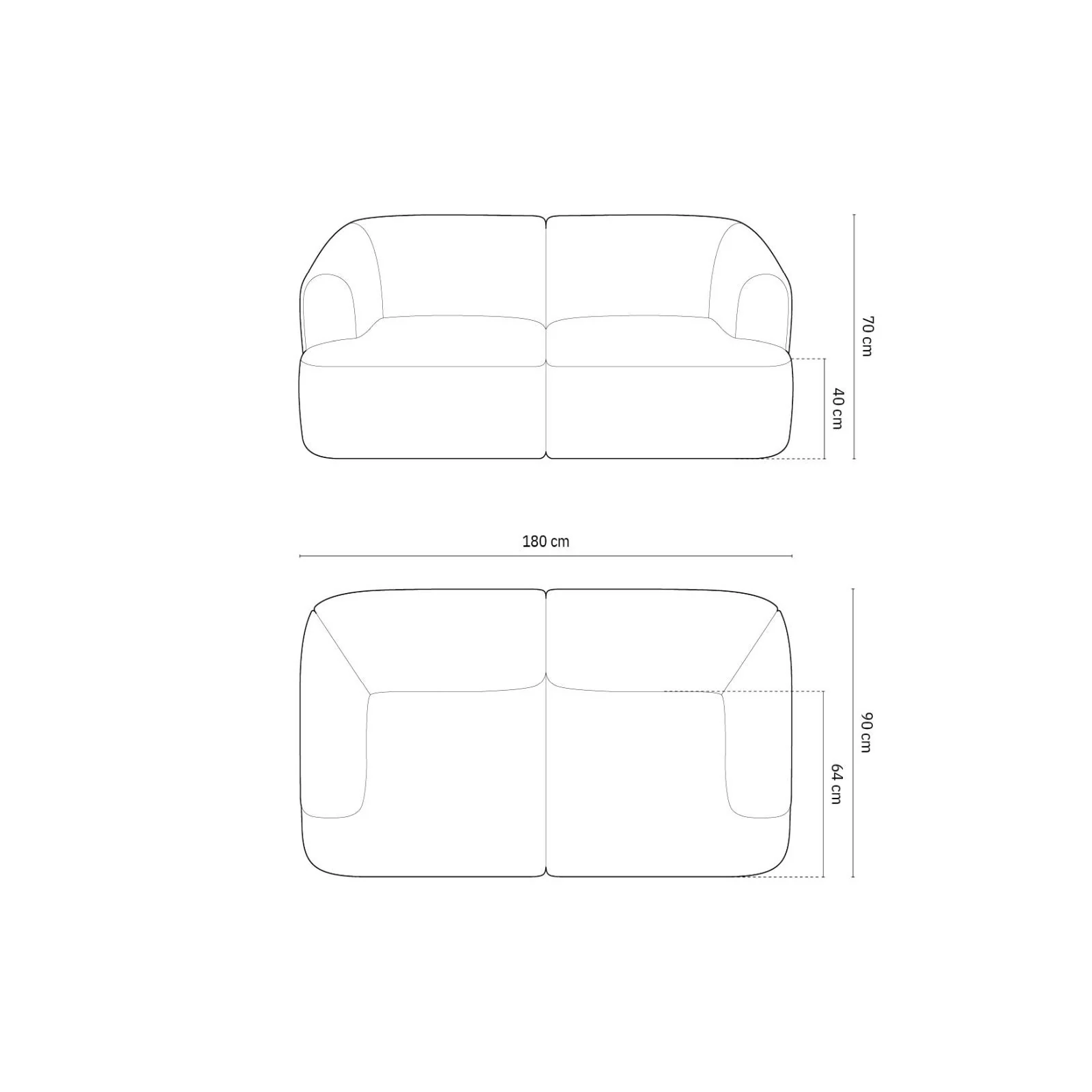 Campi 2-Sitzer Sofa aus Samt oder Strukturstoff, 180x90x70 cm - Image 41