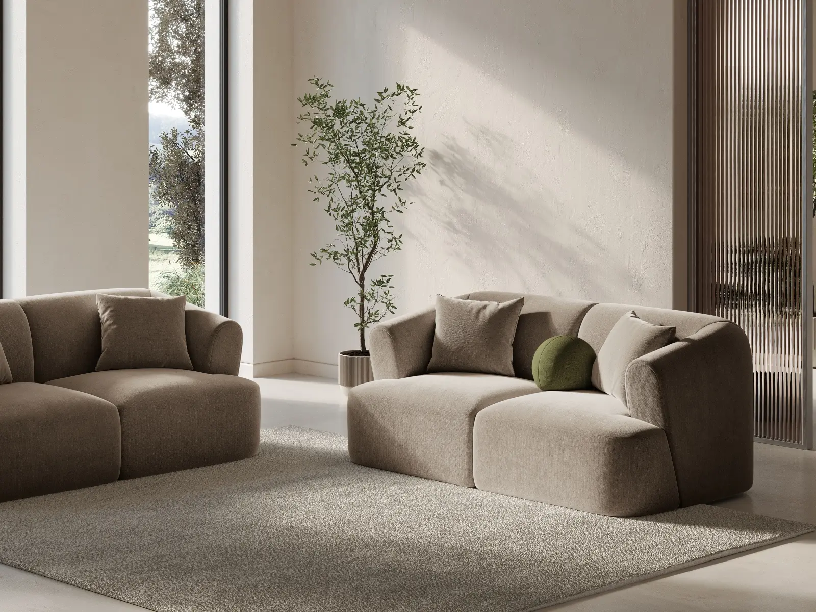 Campi 2-Sitzer Sofa aus Samt oder Strukturstoff, 180x90x70 cm - Image 9
