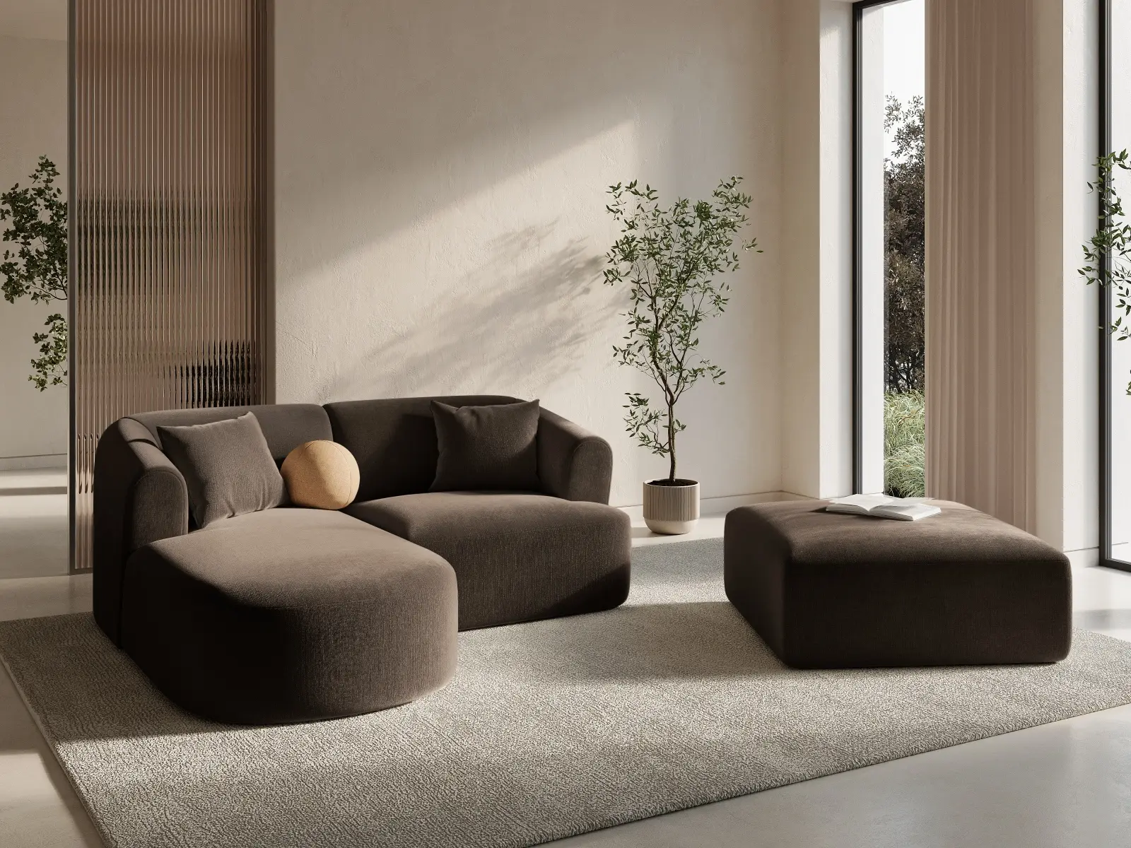 Campi 3-Sitzer Ecksofa, Linke Seite, aus Samt, Cord oder Strukturstoff, 180x156x70 cm - Image 16