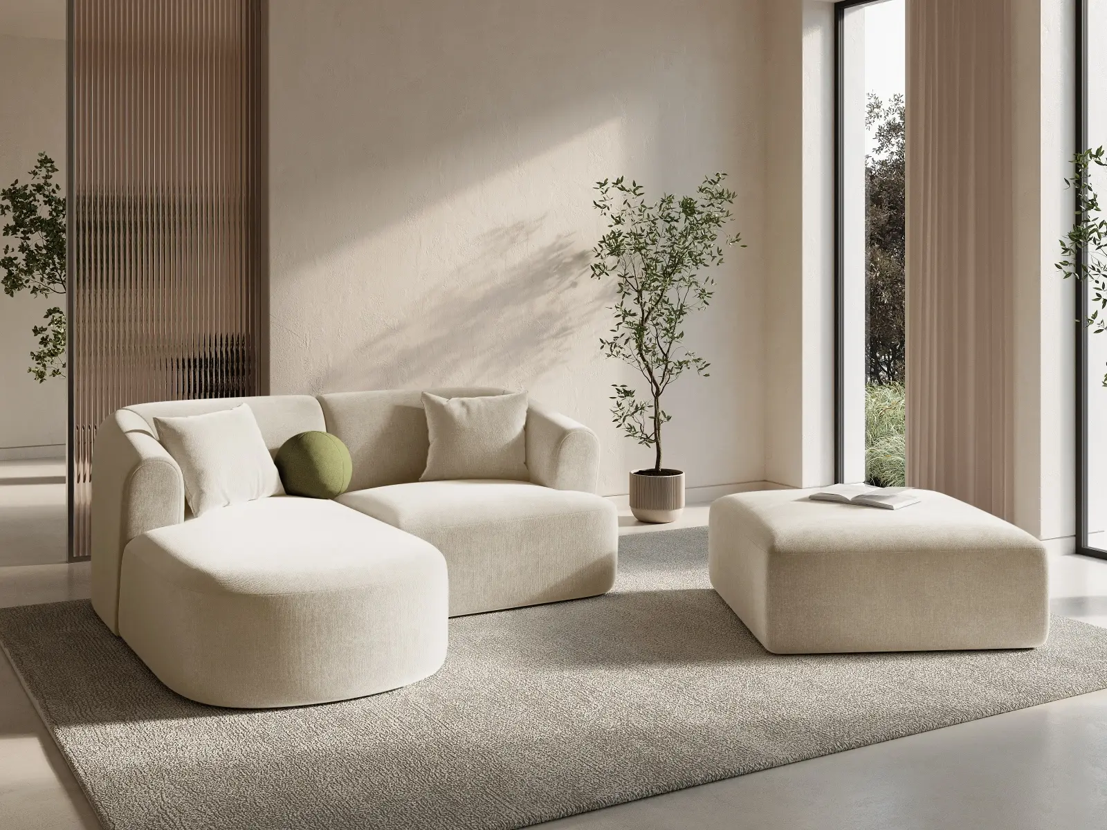 Campi 3-Sitzer Ecksofa, Linke Seite, aus Samt, Cord oder Strukturstoff, 180x156x70 cm - Image 2