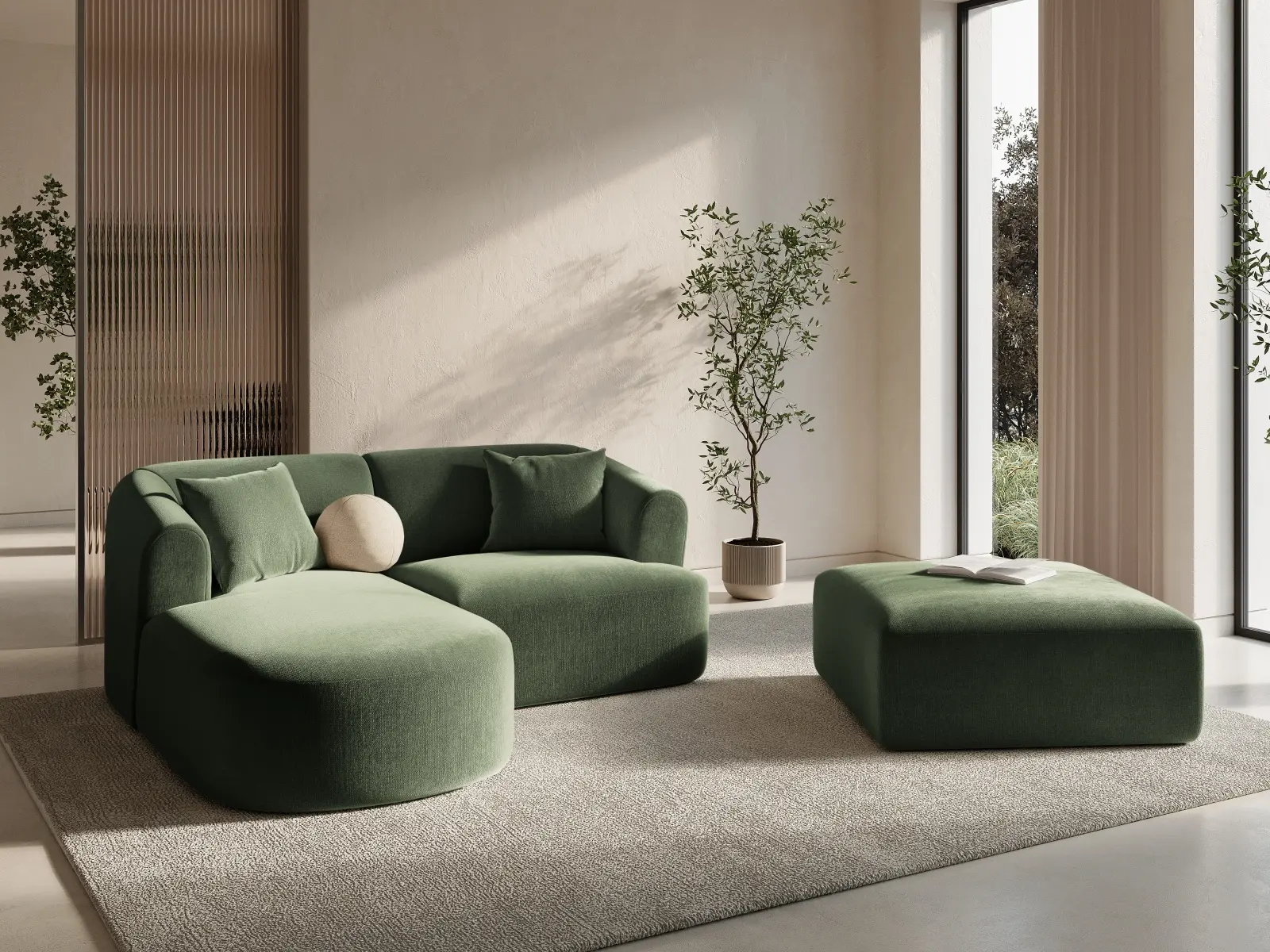 Campi 3-Sitzer Ecksofa, Linke Seite, aus Samt, Cord oder Strukturstoff, 180x156x70 cm - Image 23