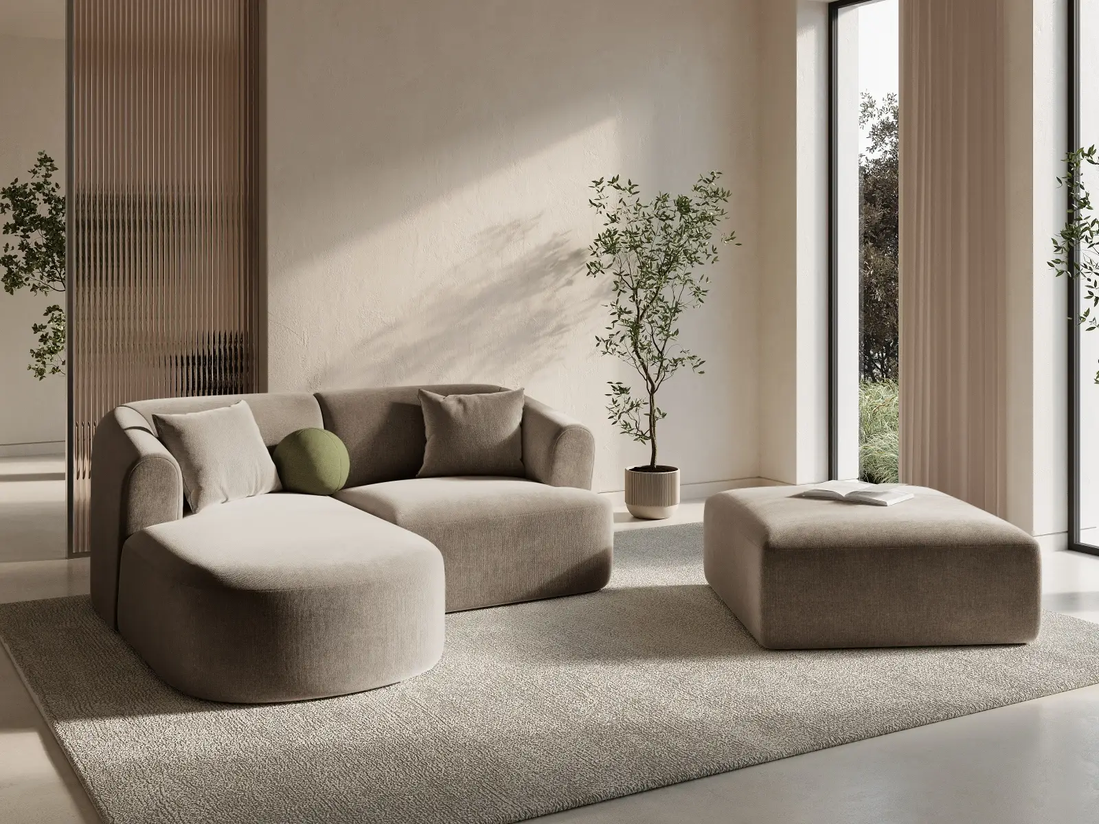 Campi 3-Sitzer Ecksofa, Linke Seite, aus Samt, Cord oder Strukturstoff, 180x156x70 cm - Image 9