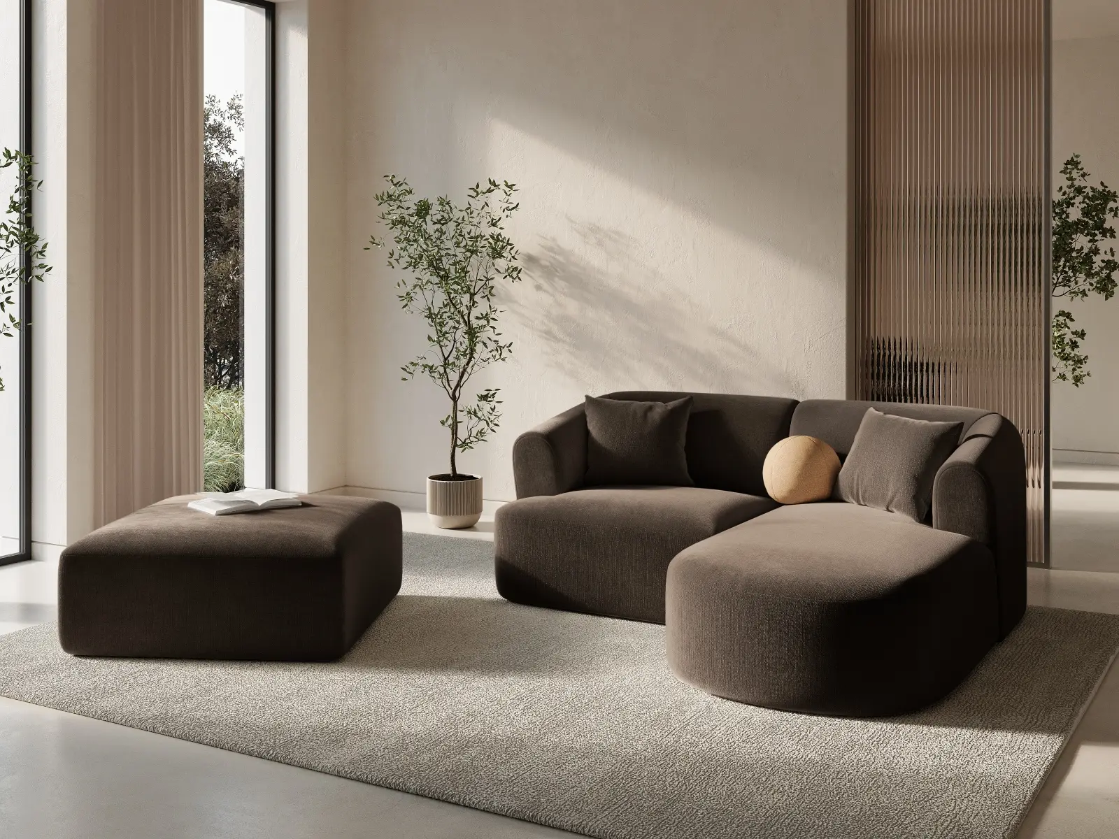 Campi 3-Sitzer Ecksofa, Rechte Seite, aus Samt, Cord oder Strukturstoff, 180x156x70 cm - Image 16