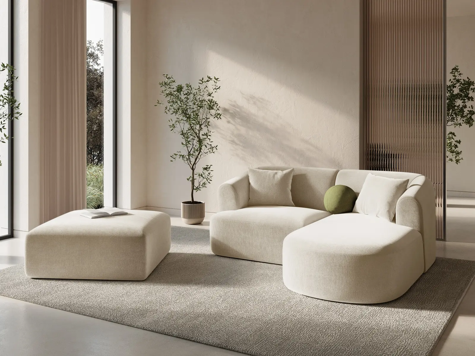 Campi 3-Sitzer Ecksofa, Rechte Seite, aus Samt, Cord oder Strukturstoff, 180x156x70 cm - Image 2