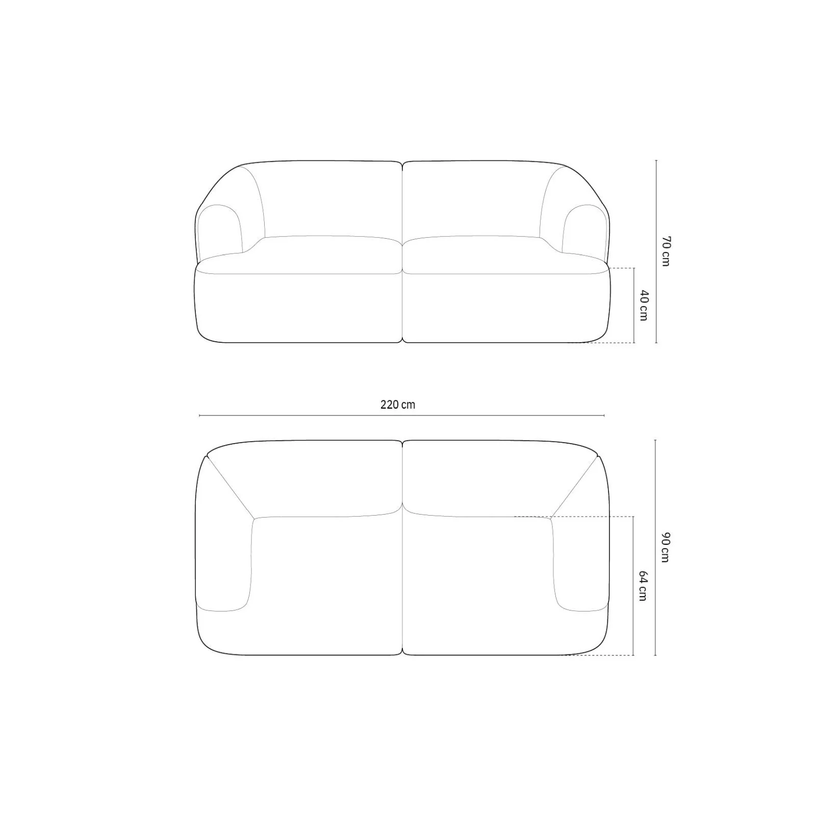 Campi 3-Sitzer Sofa aus Samt, Cord oder Strukturstoff, 220x90x70 cm - Image 80