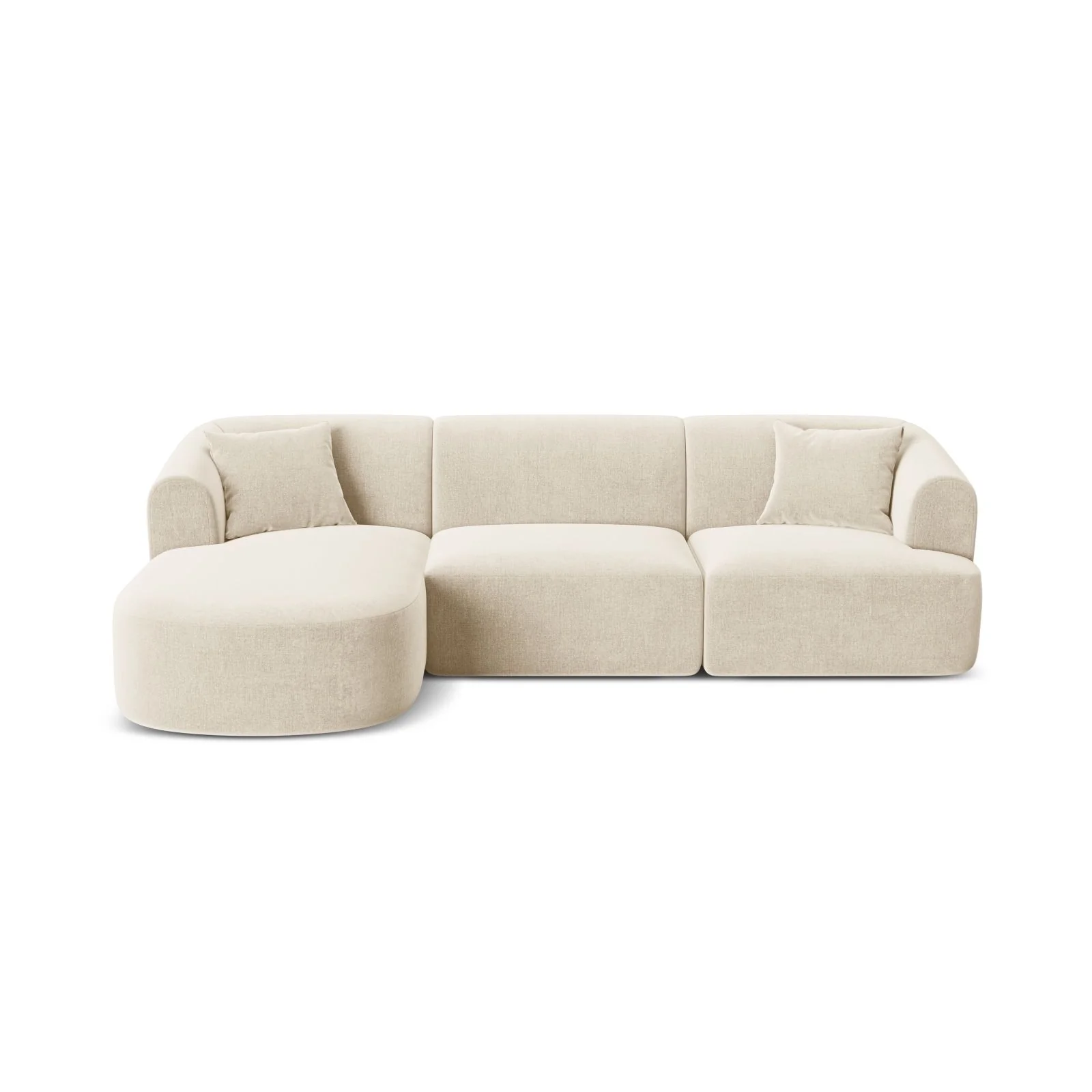 Campi 4-Sitzer Ecksofa, Linke Seite, aus Samt, Cord oder Strukturstoff, 256x156x70 cm
