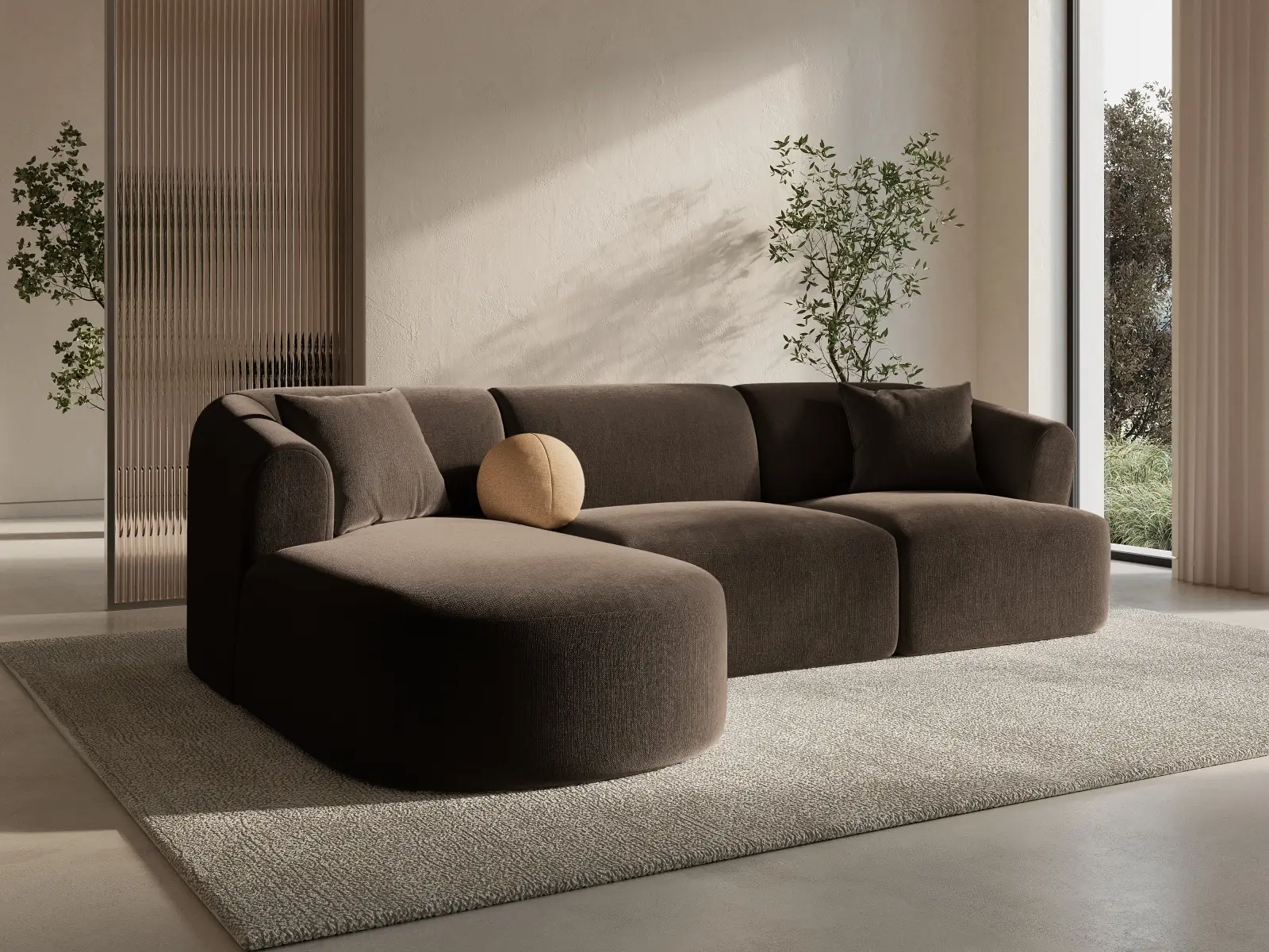 Campi 4-Sitzer Ecksofa, Linke Seite, aus Samt, Cord oder Strukturstoff, 256x156x70 cm - Image 16
