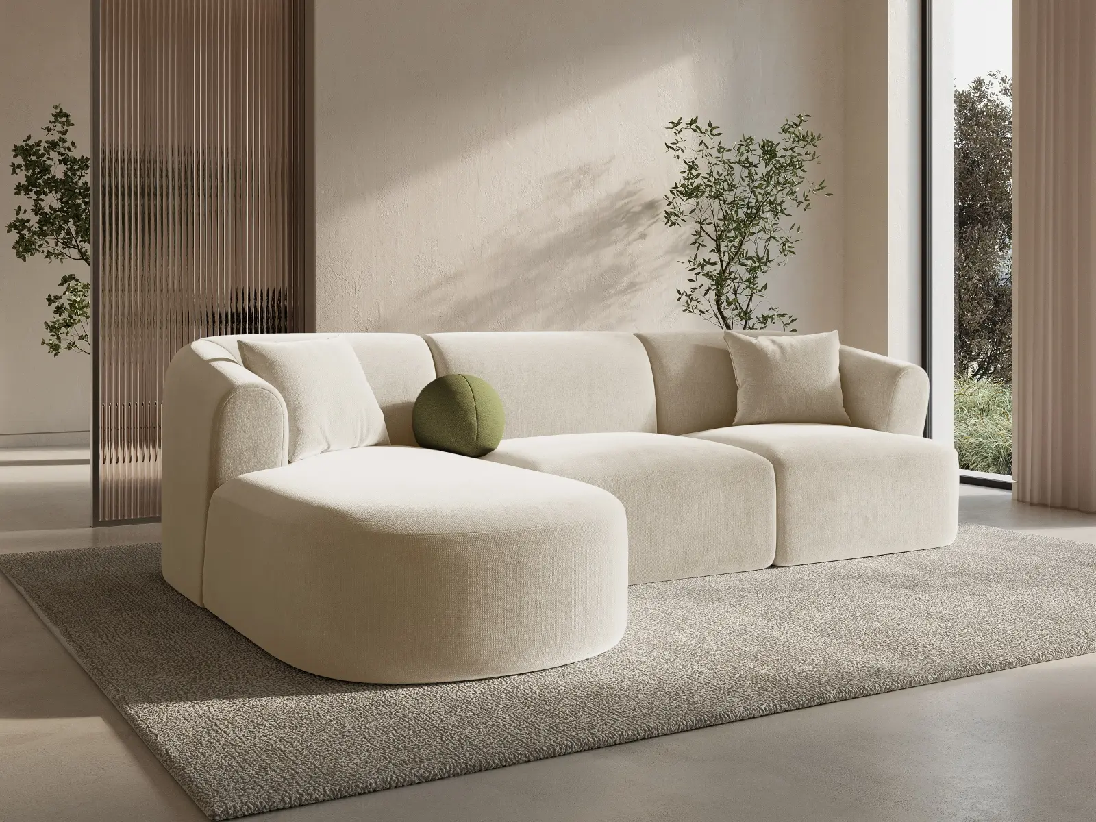 Campi 4-Sitzer Ecksofa, Linke Seite, aus Samt, Cord oder Strukturstoff, 256x156x70 cm - Image 2