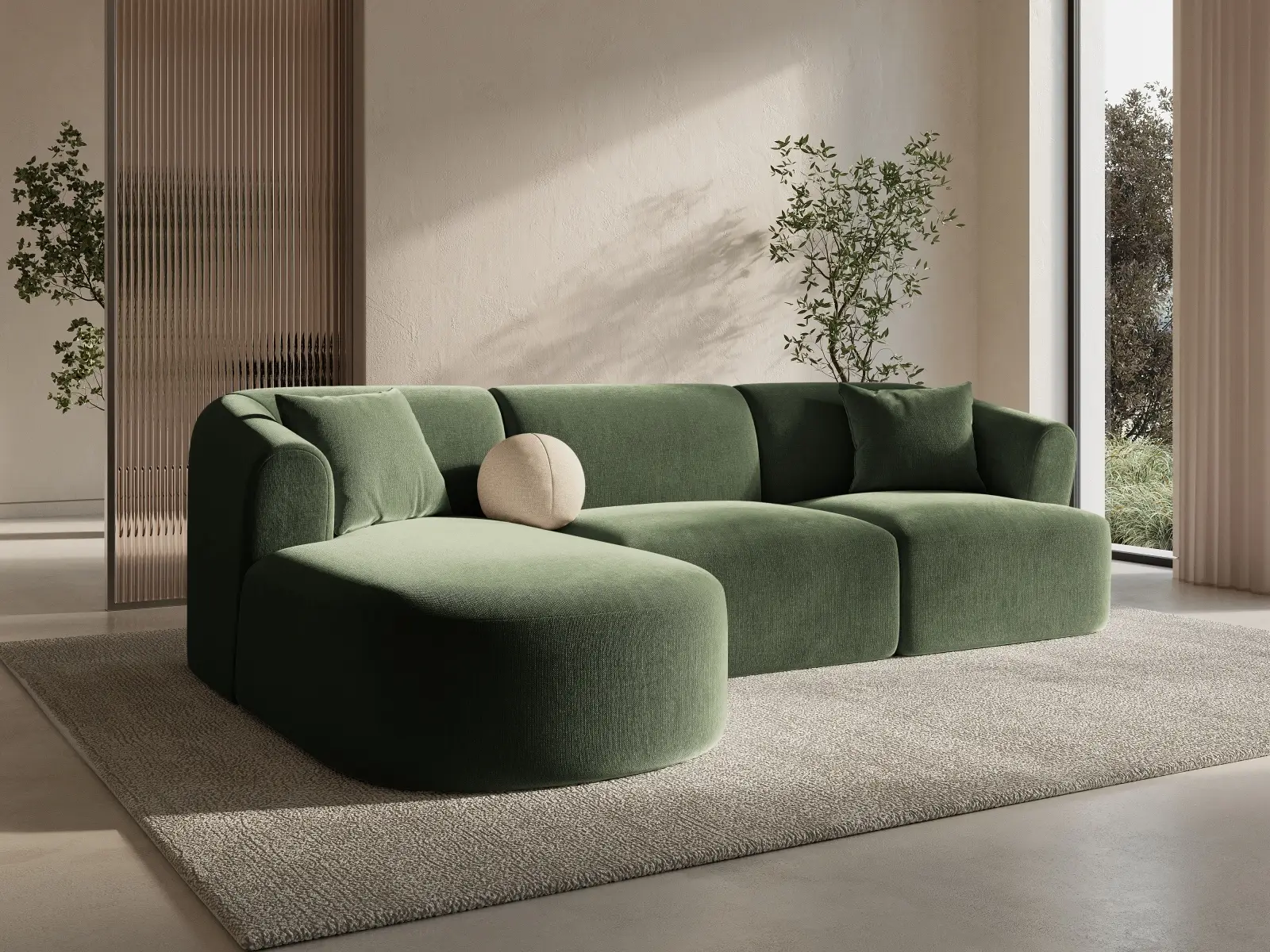 Campi 4-Sitzer Ecksofa, Linke Seite, aus Samt, Cord oder Strukturstoff, 256x156x70 cm - Image 23