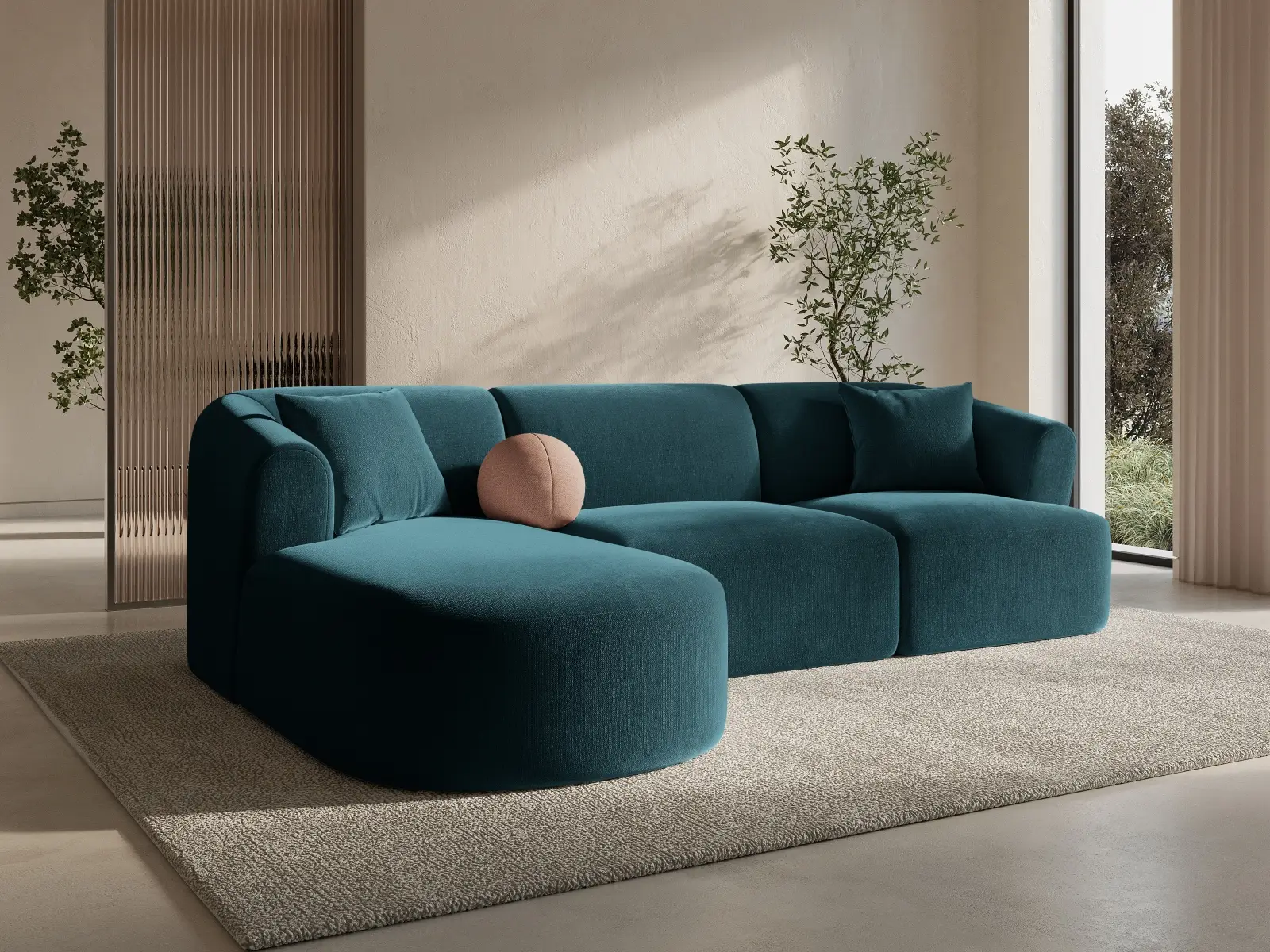 Campi 4-Sitzer Ecksofa, Linke Seite, aus Samt, Cord oder Strukturstoff, 256x156x70 cm - Image 30