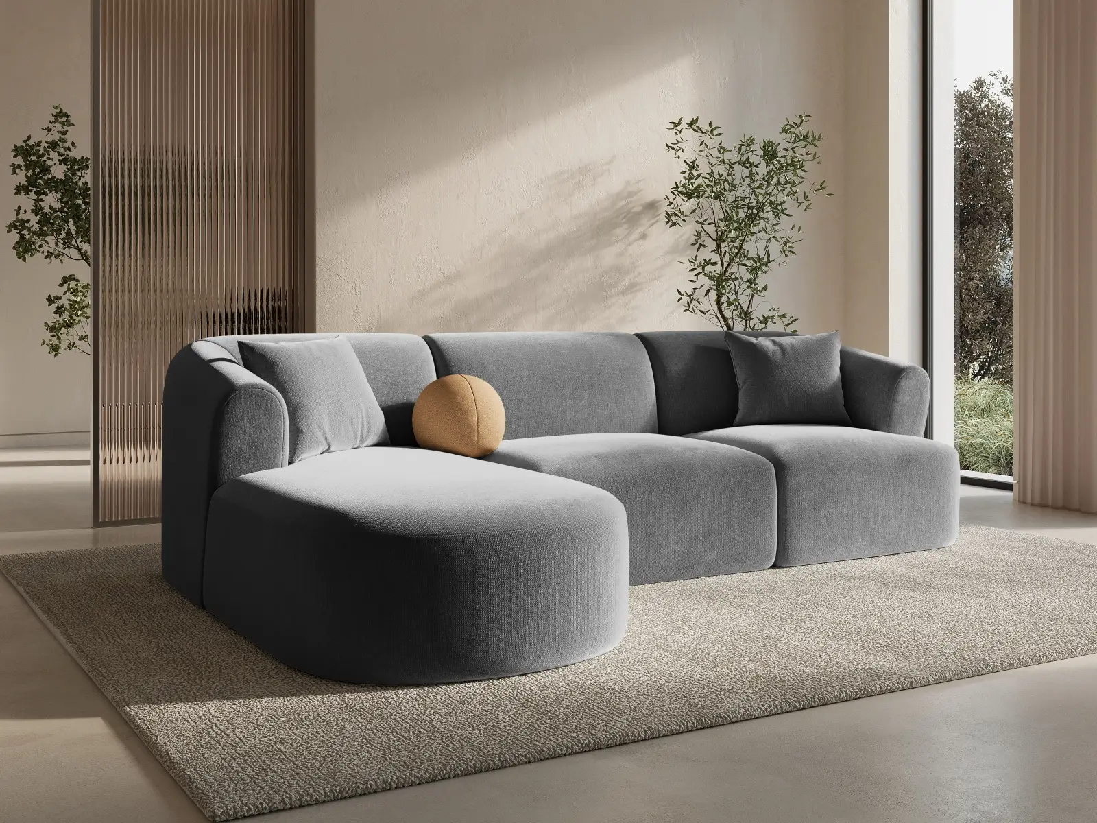 Campi 4-Sitzer Ecksofa, Linke Seite, aus Samt, Cord oder Strukturstoff, 256x156x70 cm - Image 37