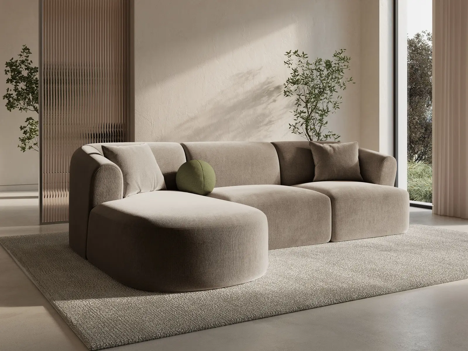 Campi 4-Sitzer Ecksofa, Linke Seite, aus Samt, Cord oder Strukturstoff, 256x156x70 cm - Image 9