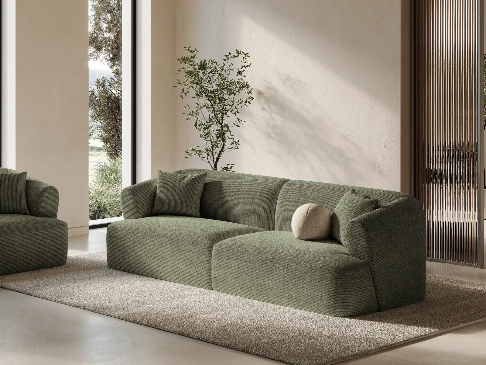 Campi 4-Sitzer Sofa aus Samt, Cord oder Strukturstoff, 255x90x70 cm - Image 113