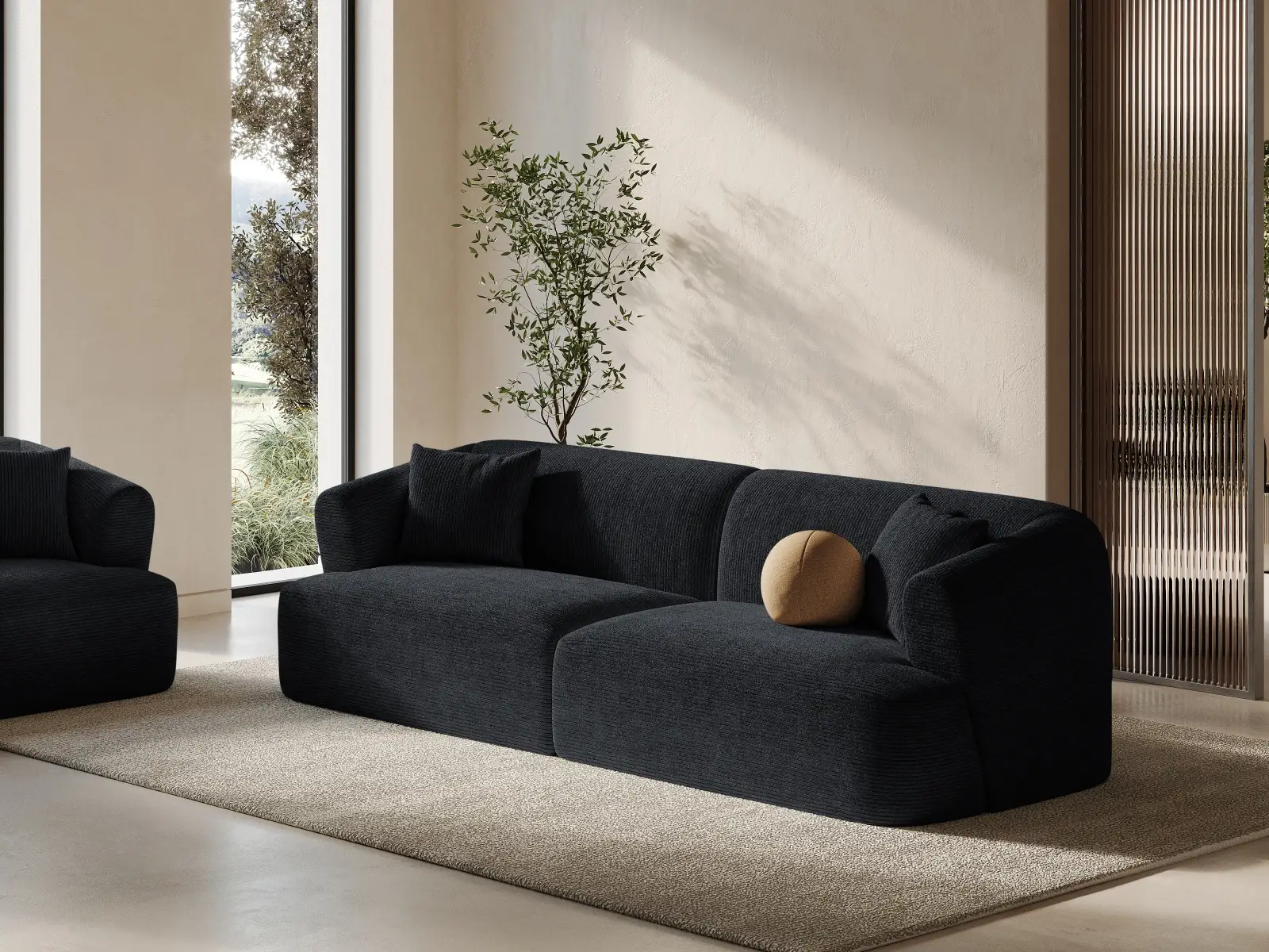 Campi 4-Sitzer Sofa aus Samt, Cord oder Strukturstoff, 255x90x70 cm - Image 134