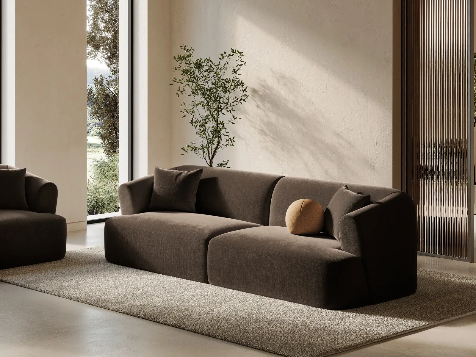Campi 4-Sitzer Sofa aus Samt, Cord oder Strukturstoff, 255x90x70 cm - Image 16